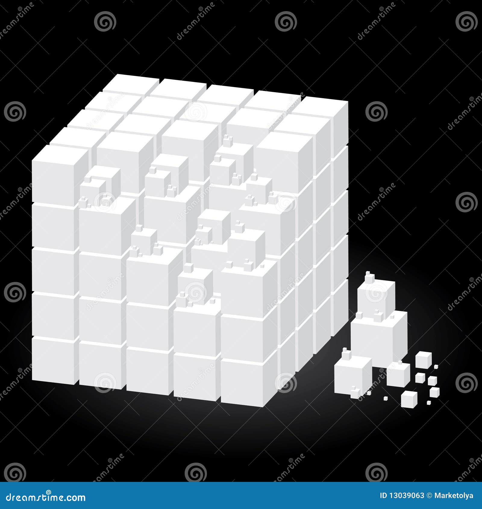 White cube made from cubes stock vector. Illustration of science 13039063