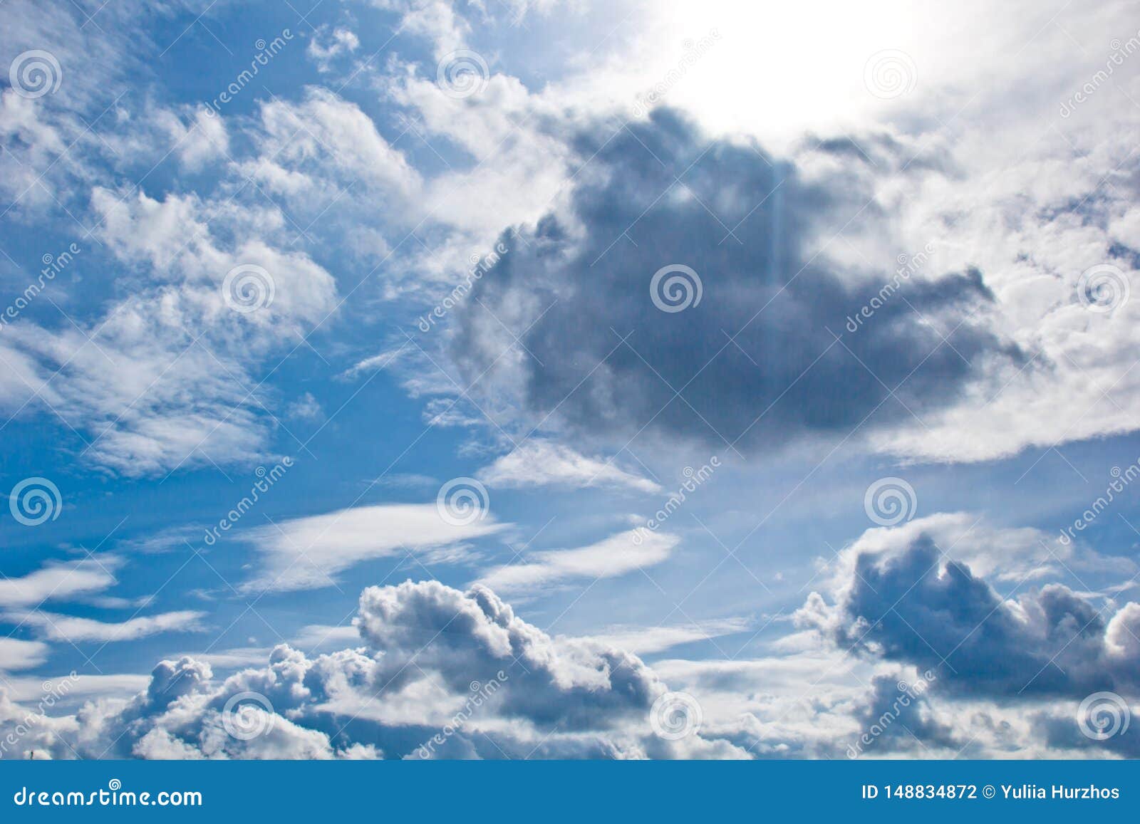 White Cumulus Clouds In The Form Of Cotton Wool On A Blue Sky ...