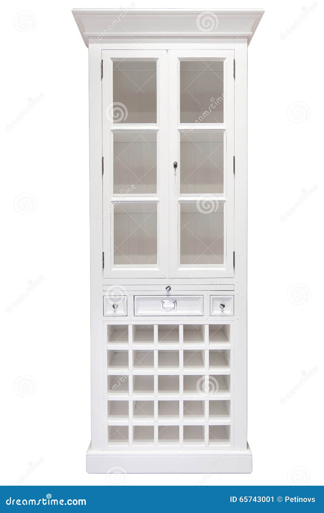 White Cupboard With Glass Doors Stock Image Image Of Background