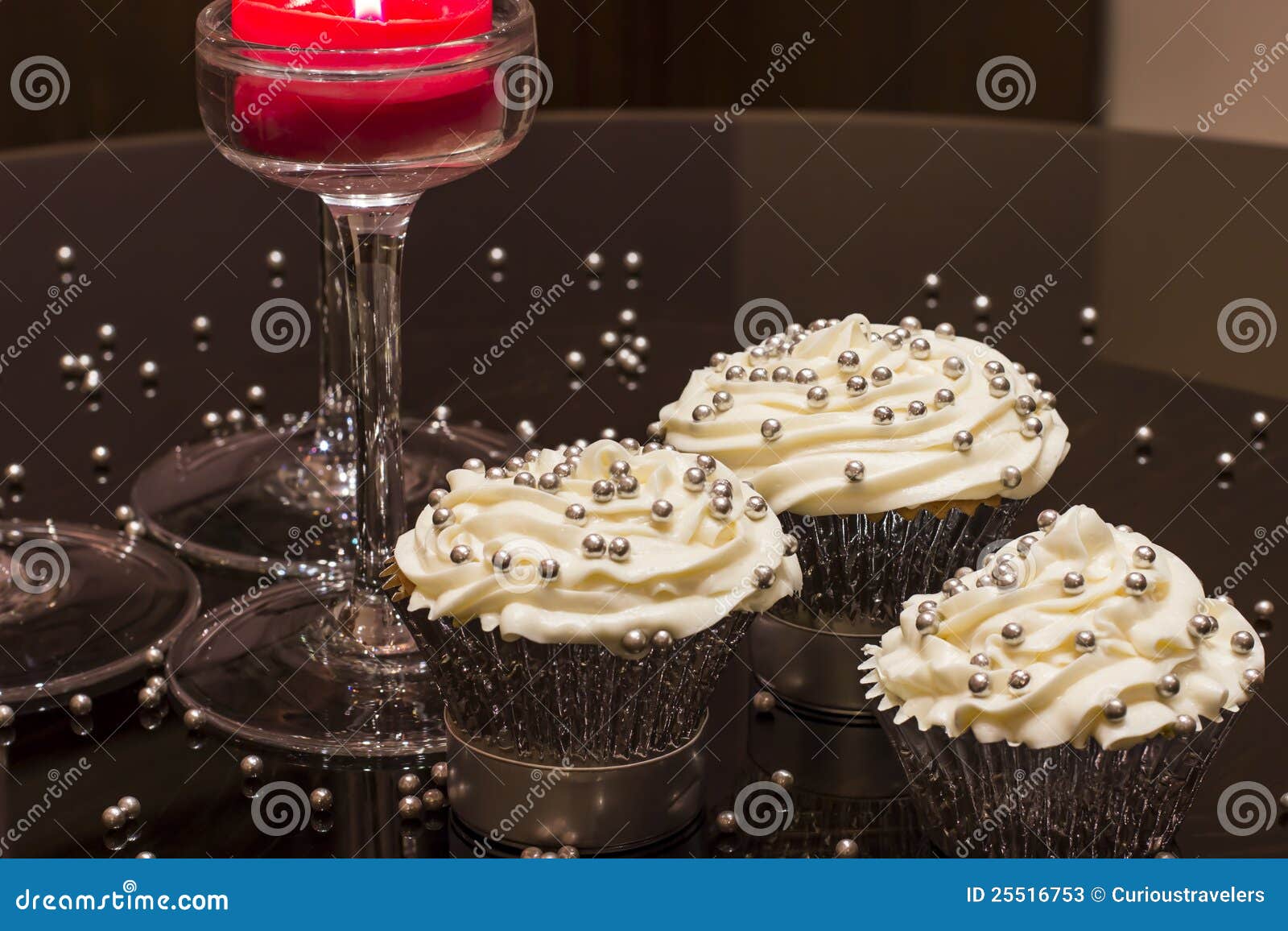 White Cupcakes With Silver Sprinkles Stock Image Image 25516753