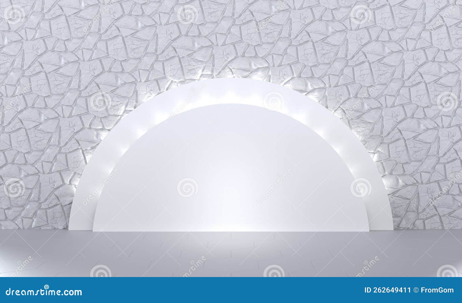 white 3d background. product display presentation. bright room, semi-circular backdrop, spotlighting. 3d render