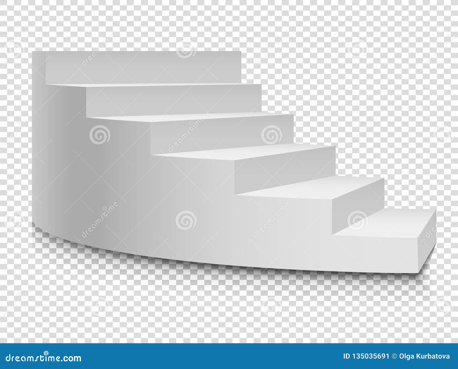 white 3d circular ladder.  staircase or stairway up to success on transparent background