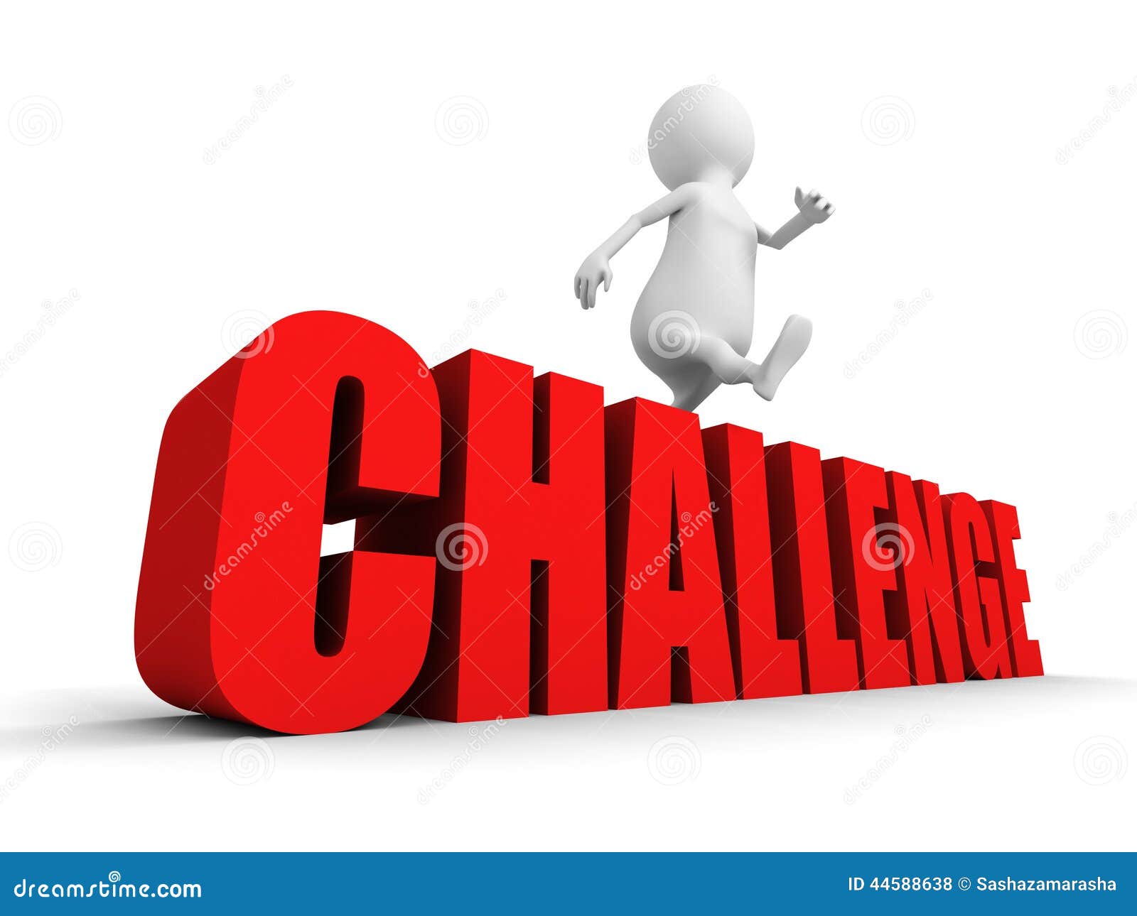 White 3d Man Overcome Jumping Over Challenge Word Stock Illustration