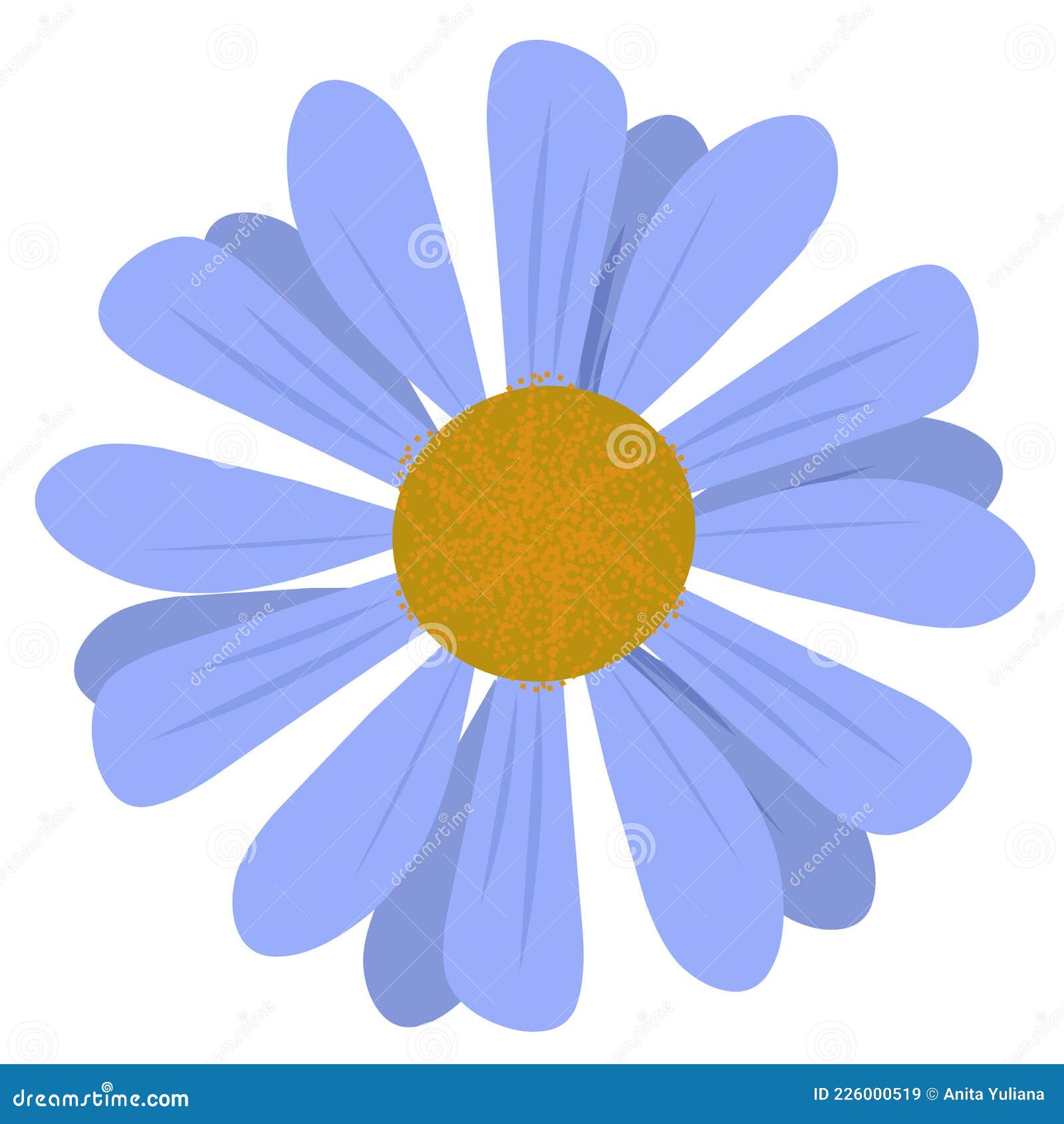 Blue Daisy Flower with Yellow Buds Drawing. Vertical View. Cartoon  Illustration. Stock Illustration - Illustration of decoration, vertical:  226000519