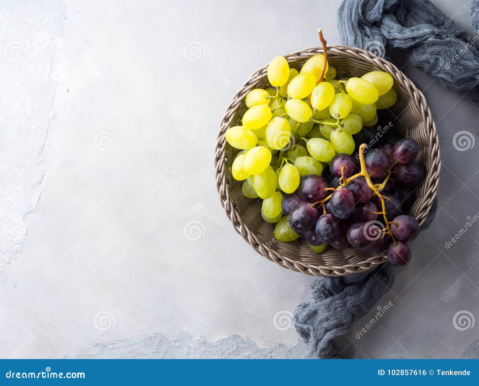 White and Dark Grapes in a Basket Stock Photo - Image of sugar, fruit ...