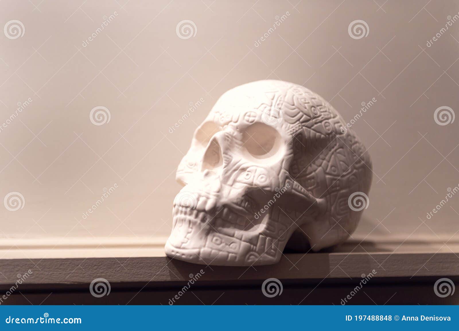 Resin Human Skull toy Decoration Prop Skeleton Head Halloween Decor OJ