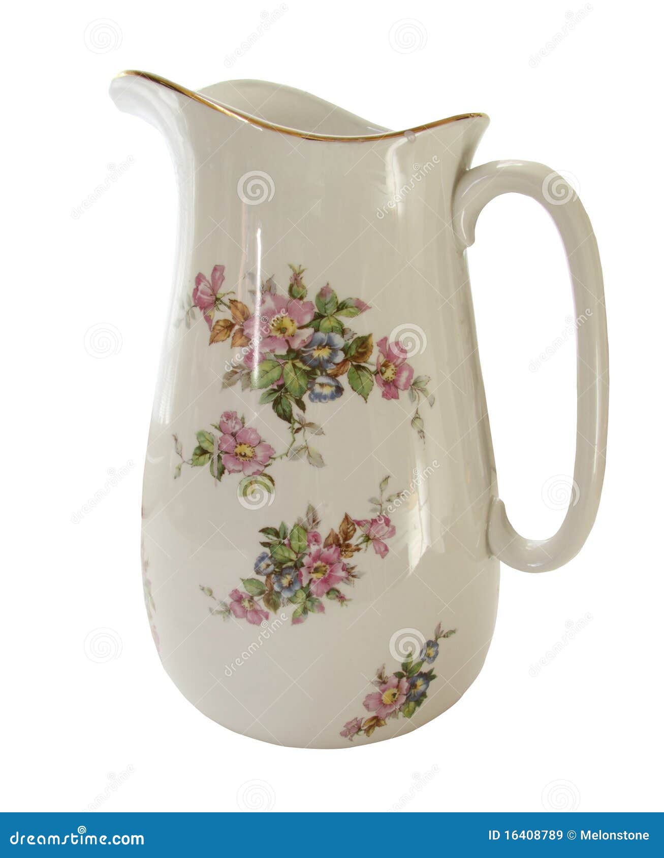 White decorative water jug stock image. Image of flower 16408789