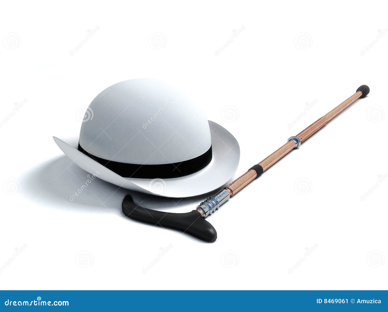 White Derby Hat And Walking Stick Picture. Image 8469061