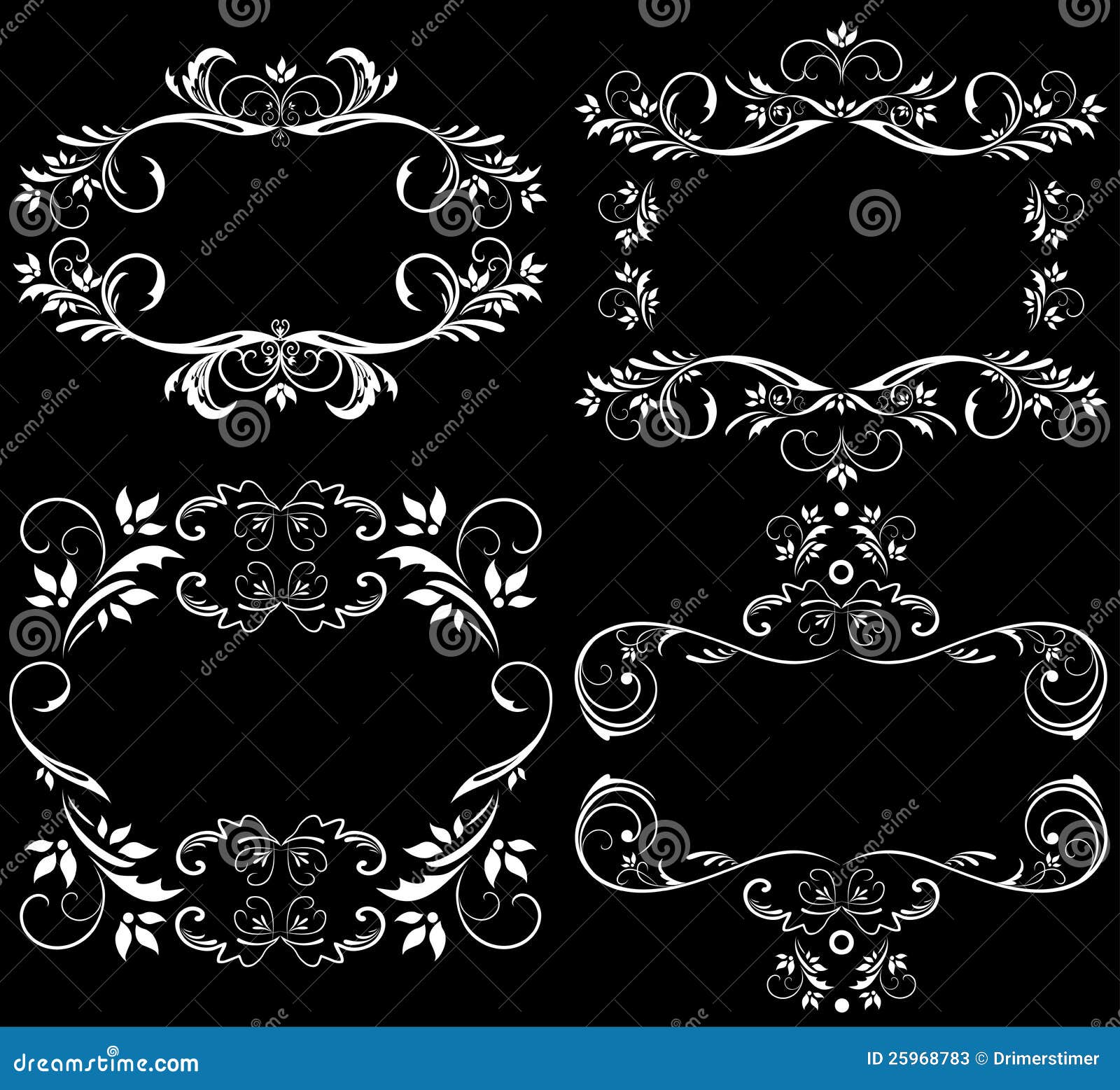 White Design Elements On A Black Background Stock Illustration