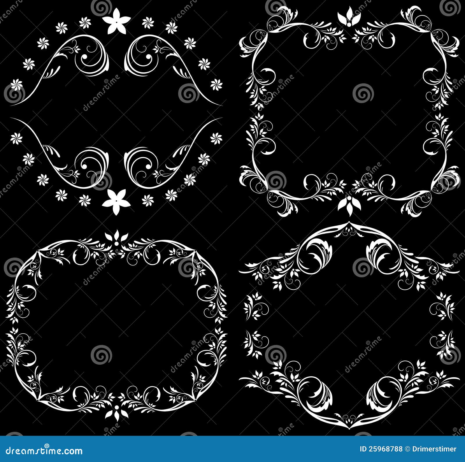 White Design Elements On A Black Background Stock Illustration