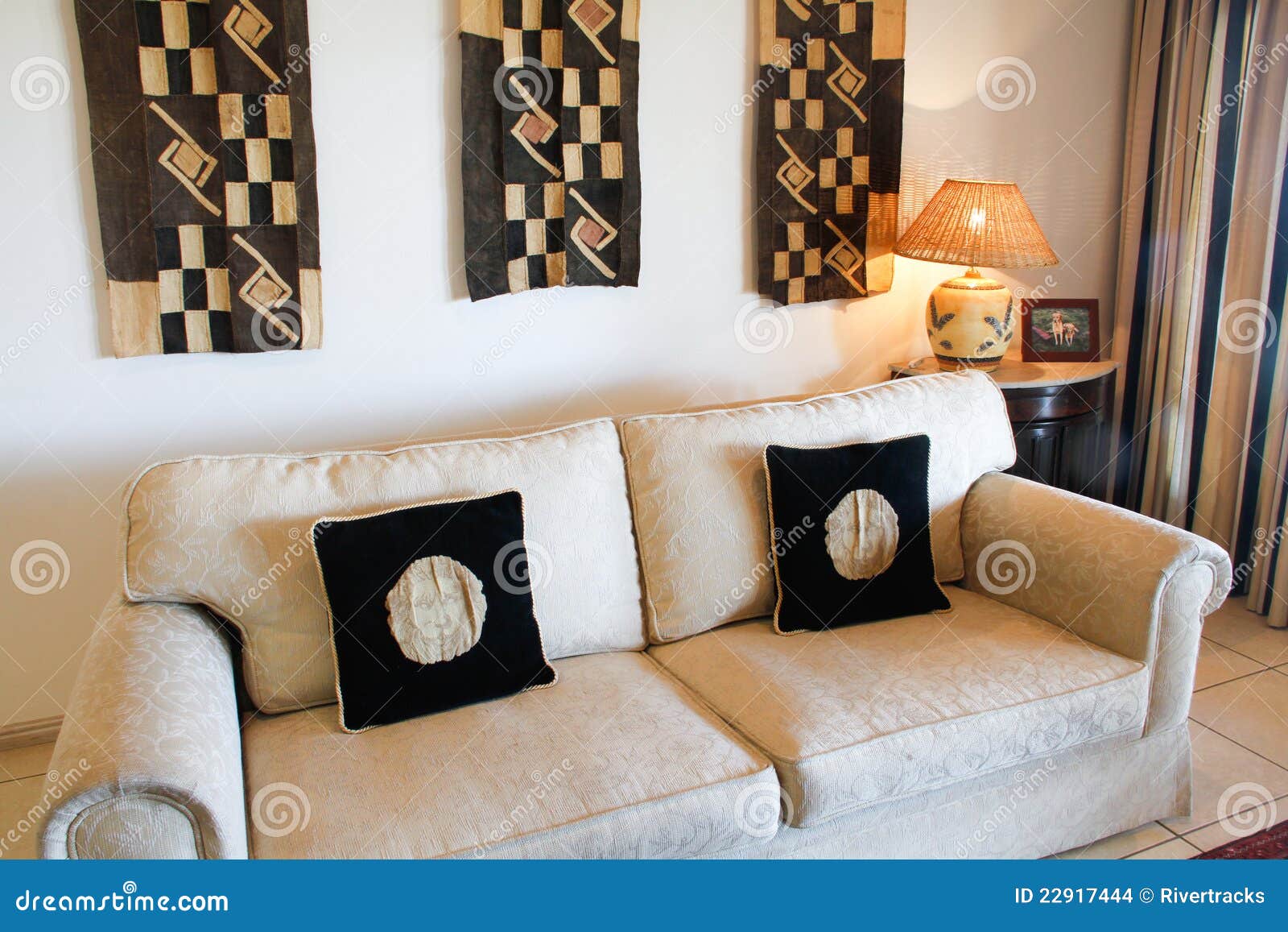 White Designers Couch with Cushions Stock Photo Image of living