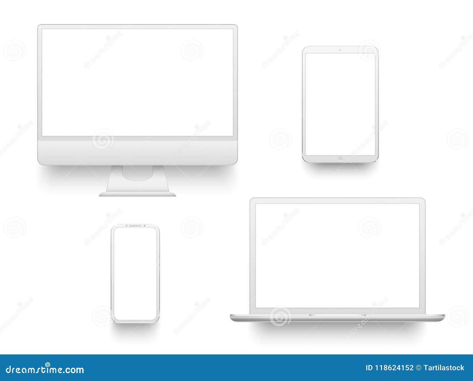 Download White Desktop Computer Display Screen Smartphone Tablet Portable Notebook Or Laptop Mockup Electronics Devices Vector Stock Vector Illustration Of Blank Eps10 118624152