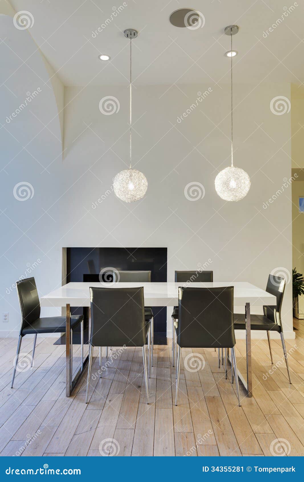A White Dining Table in a Modern House Stock Image - Image of residence