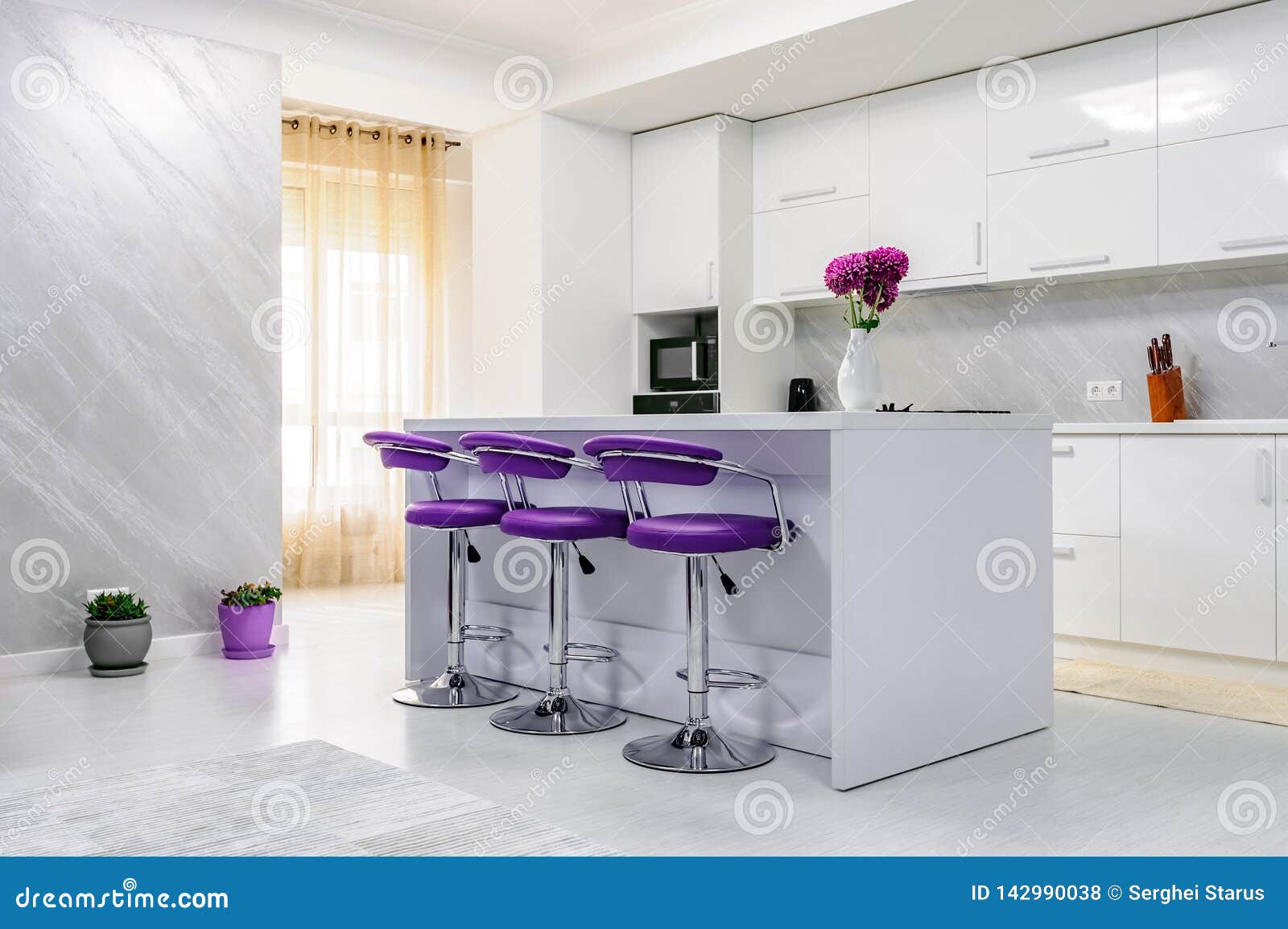 White Dining Table In Modern Kitchen Stock Photo Image Of House Bright 142990038