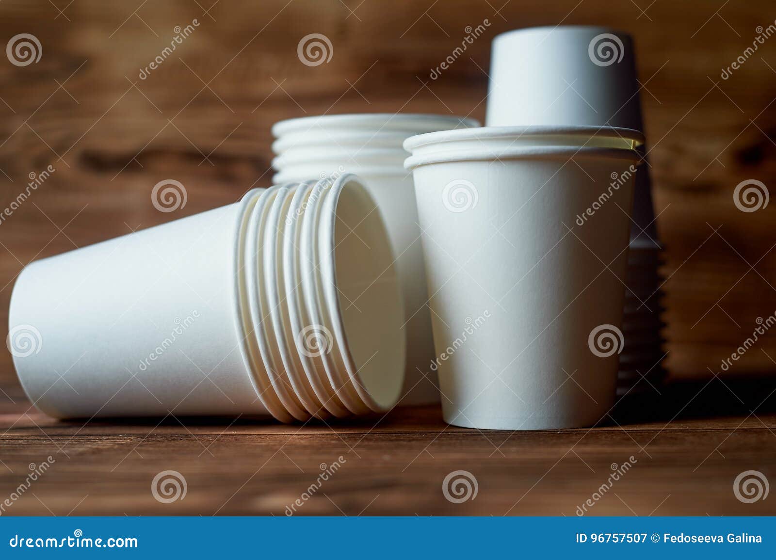 White Disposable Paper Cups for Coffee and Tea.a Lot. Stock Image