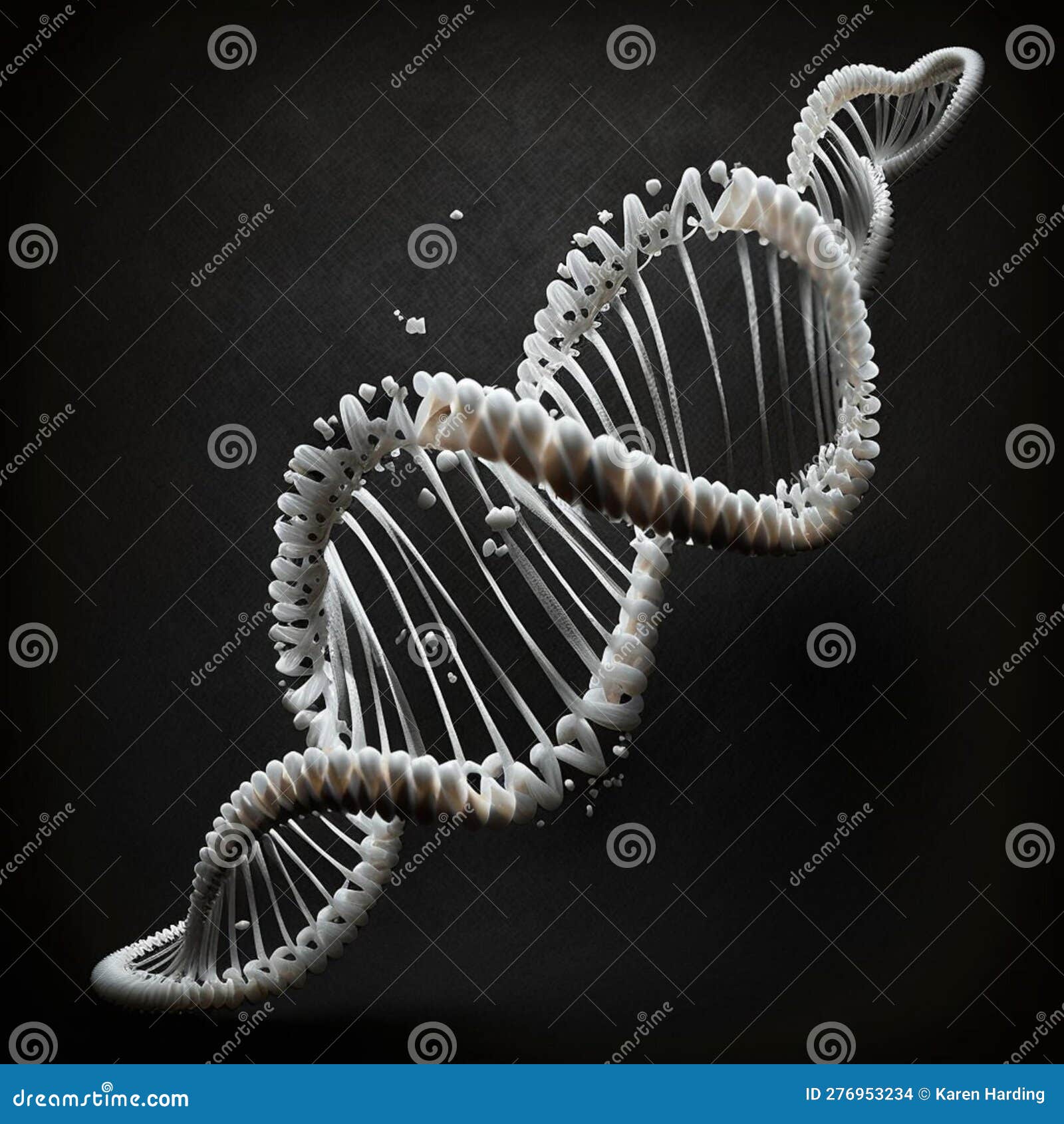 White DNA String on Black Background Stock Illustration