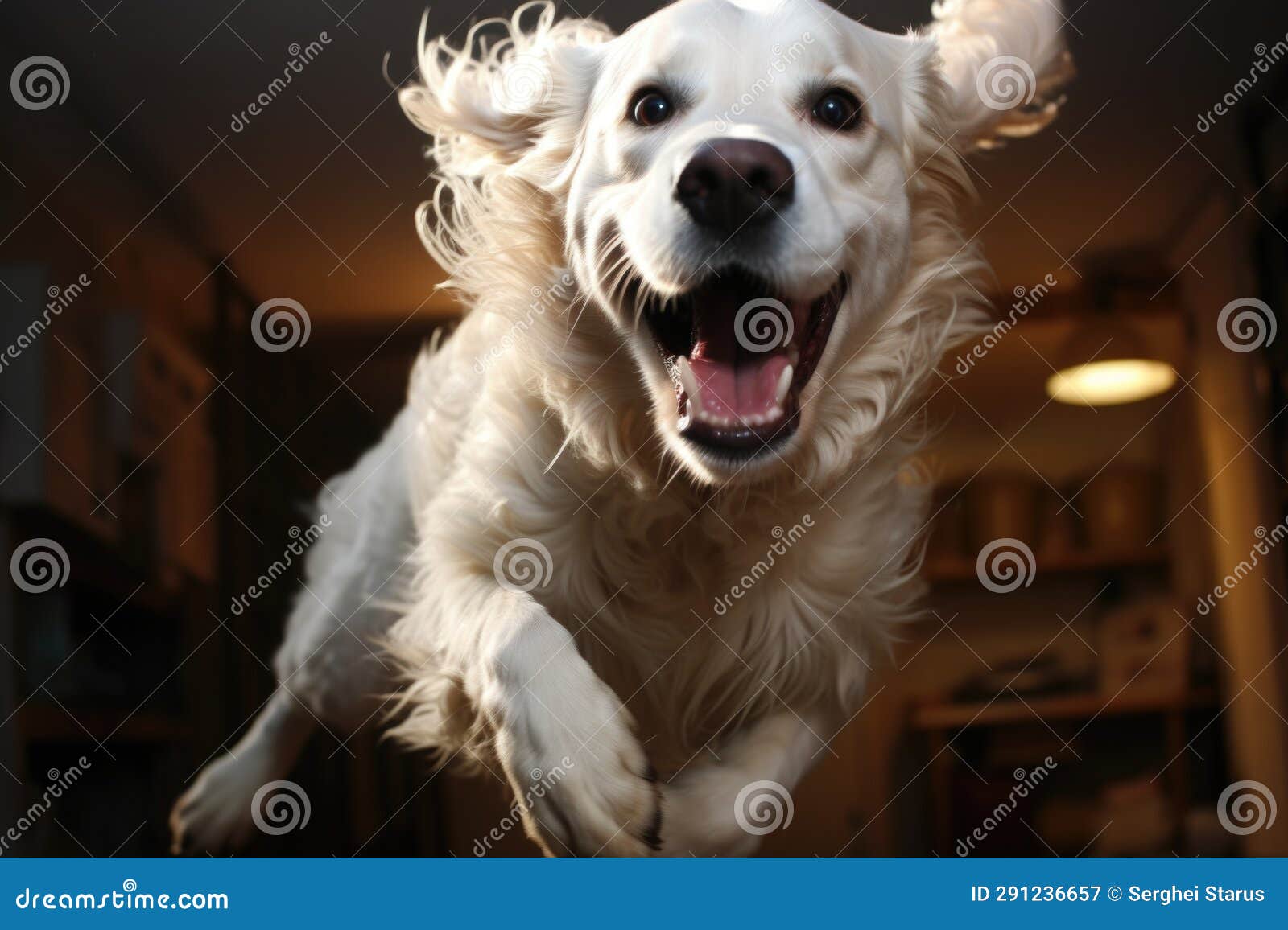 A White Dog is Jumping in the Air, AI Stock Image Image of friendship