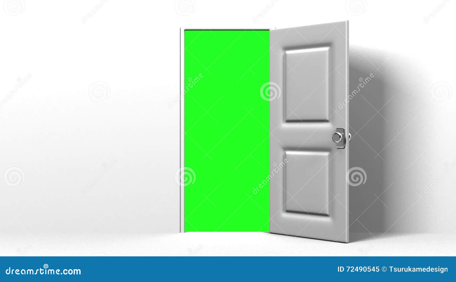 Дверь на зеленом фоне для монтажа
