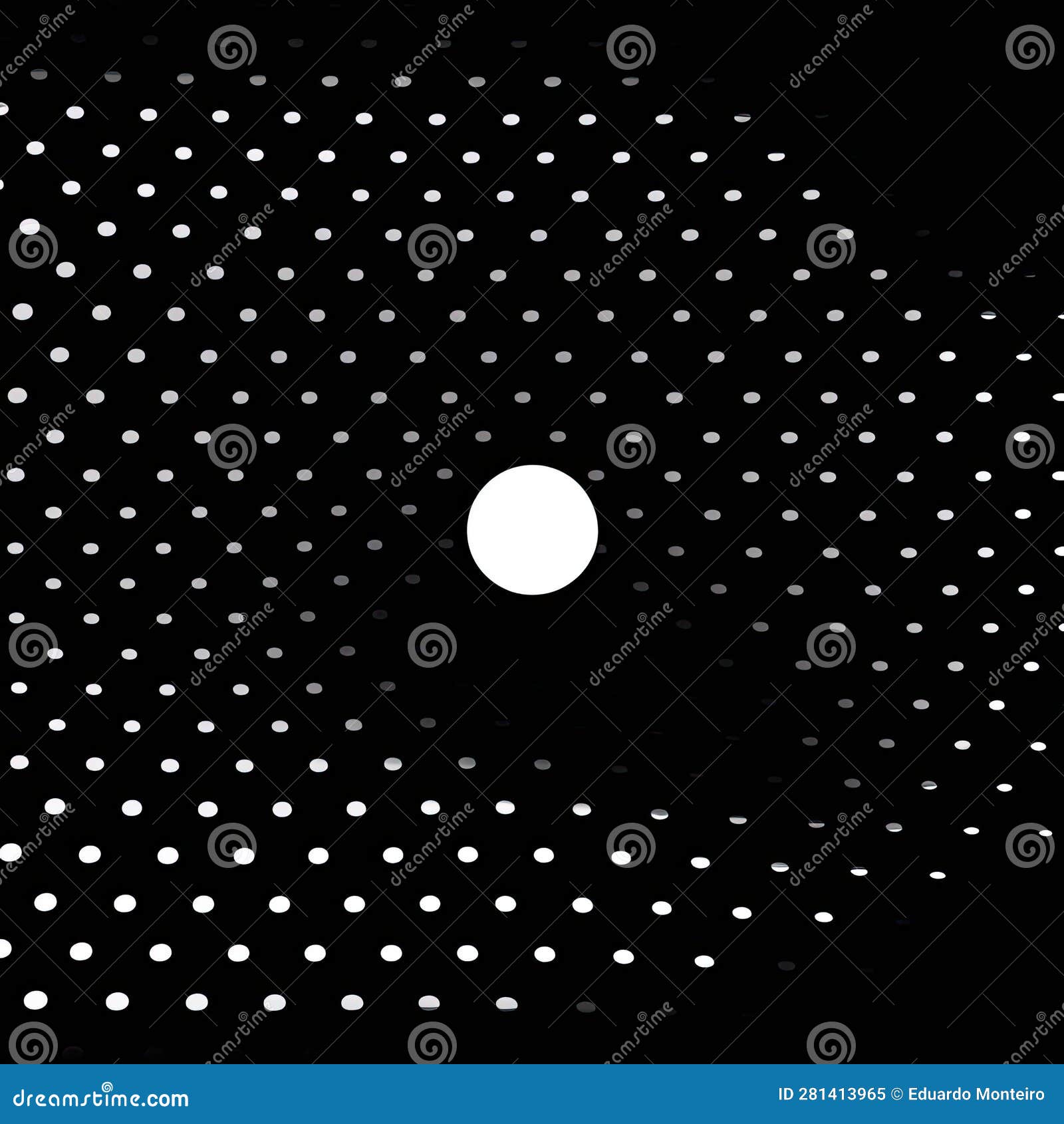 White Dots on a Black Background in the Form of a Circle Stock
