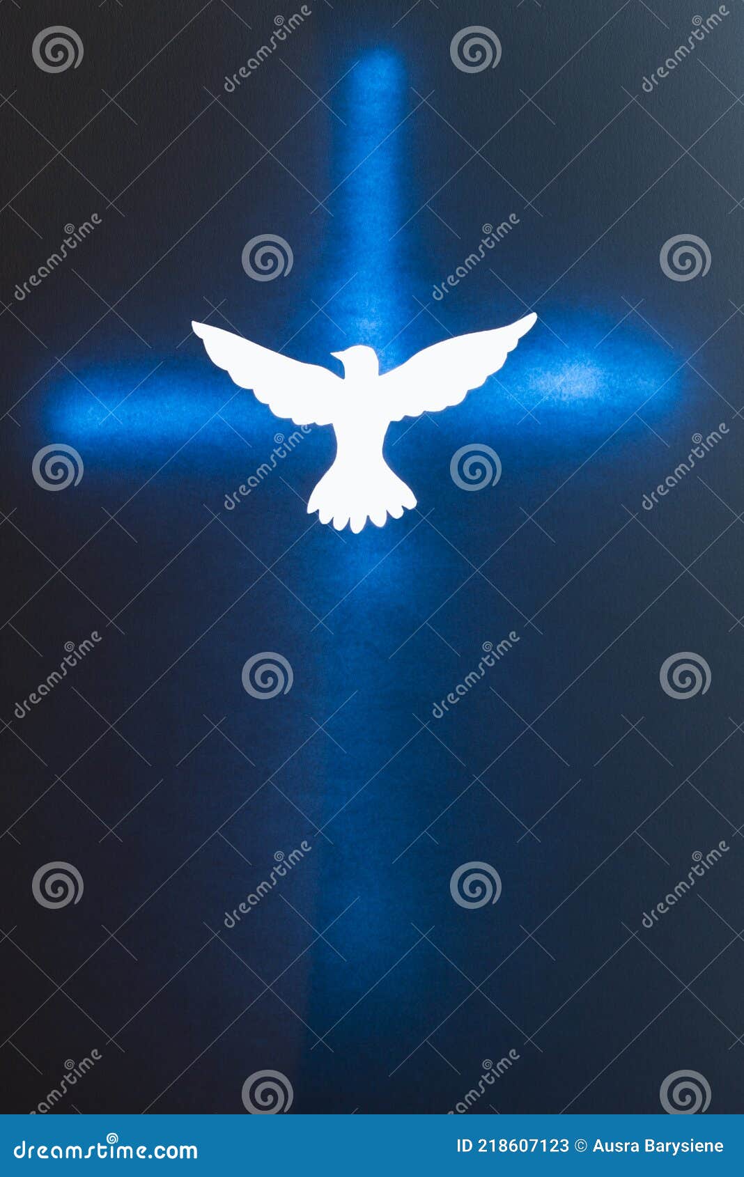 White Dove Silhouette Over a Shining Cross Stock Image - Image of ...