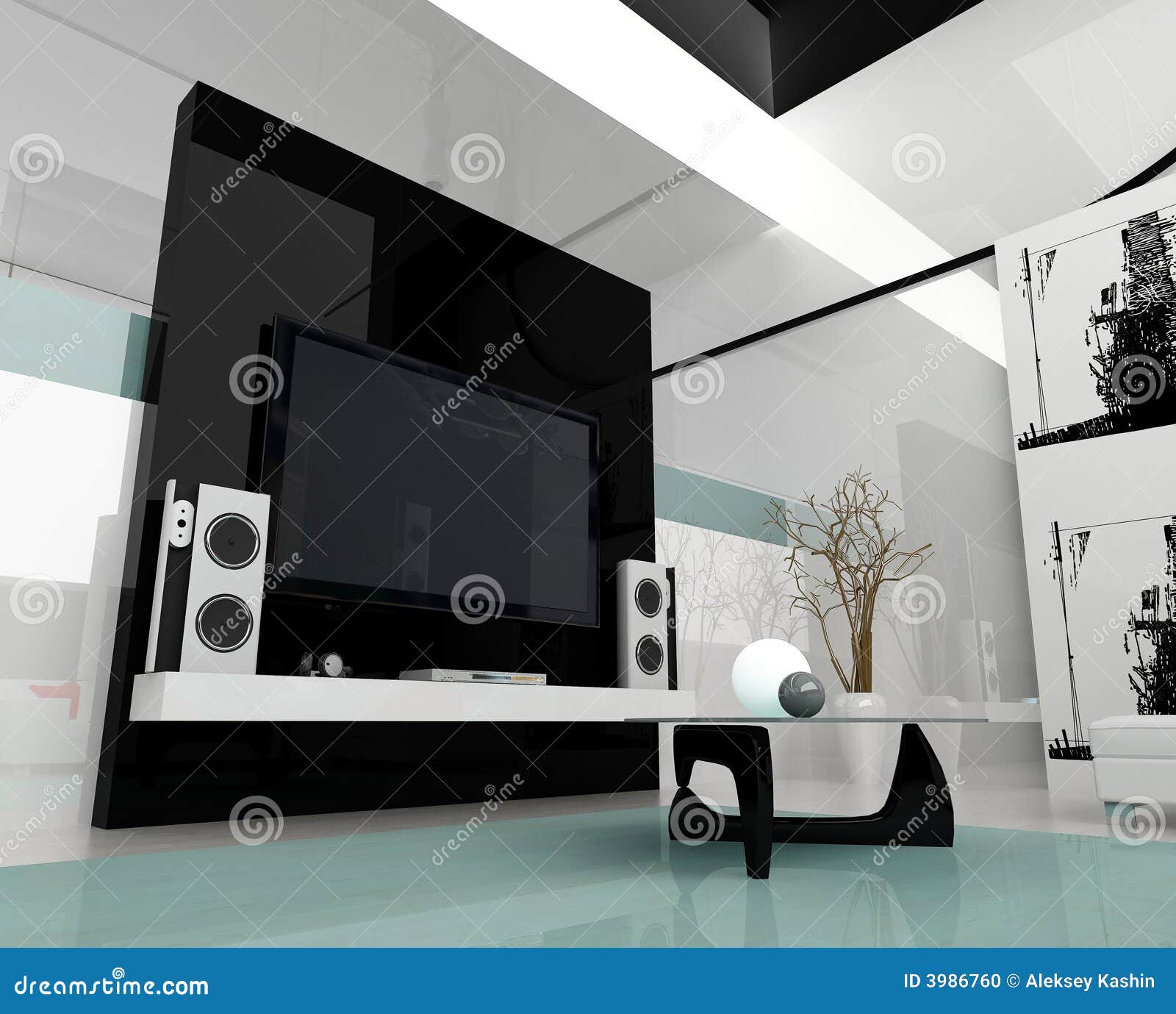 White drawing room stock illustration. Illustration of living 3986760