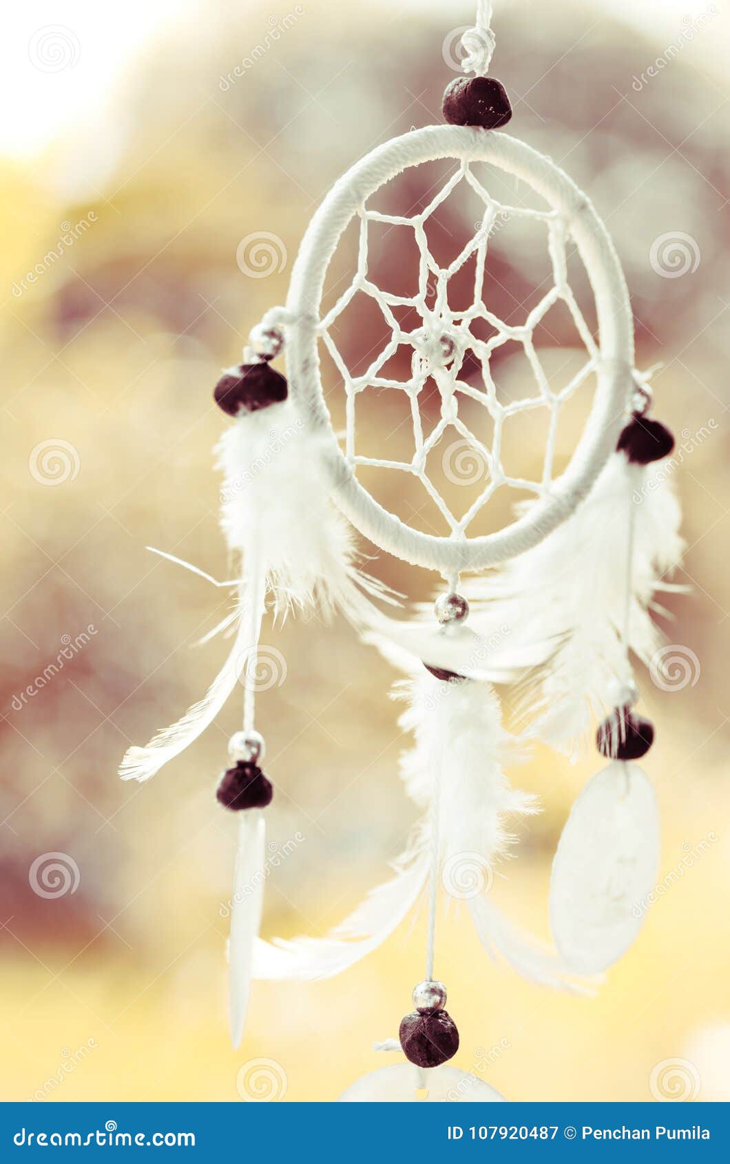 The white dream catcher. stock image. Image of american 107920487