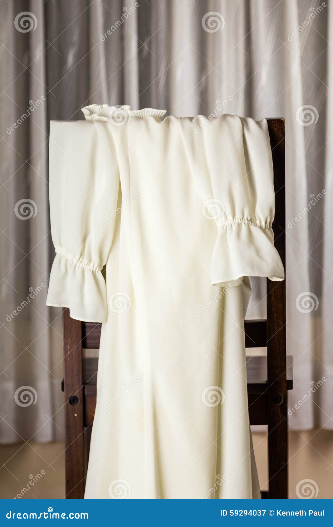 White Dress Draped Over Chair Stock Image Image of vintage, gown