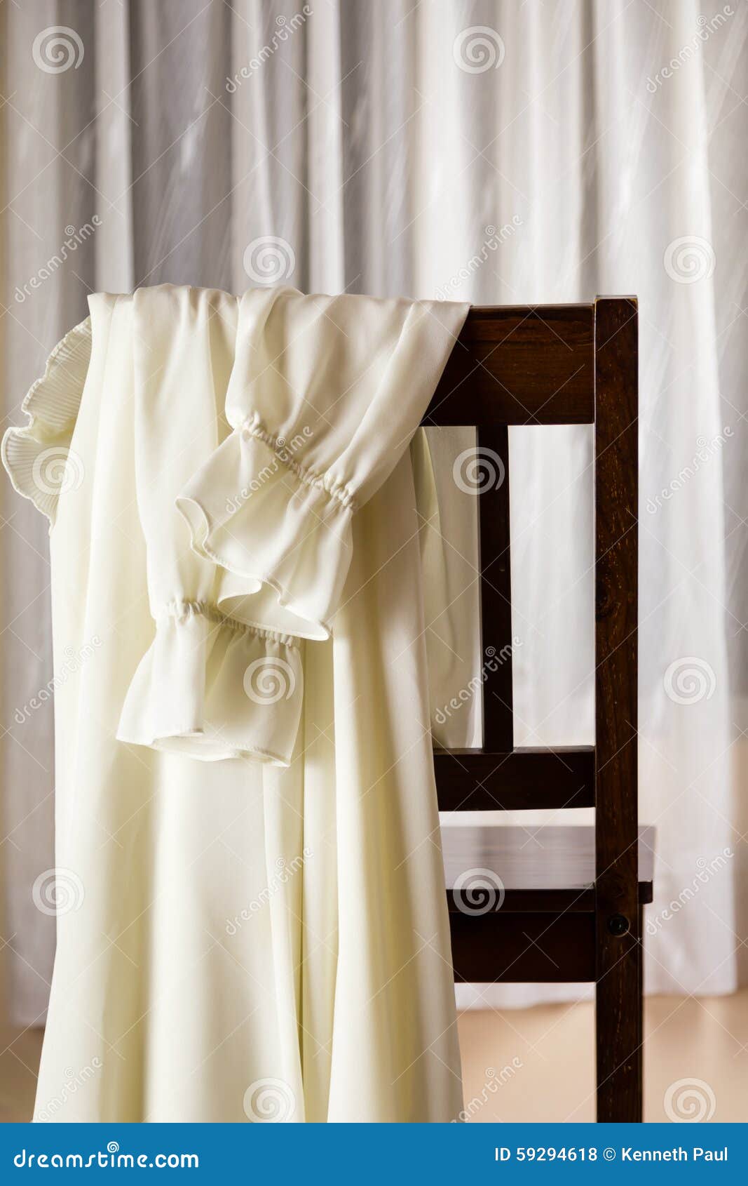 White Dress Draped Over Chair Stock Photo Image of elegance, white