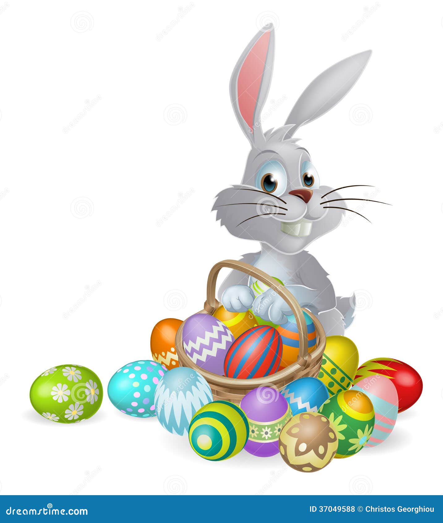 Easter Bunny Sitting On An Egg RoyaltyFree Stock Photography