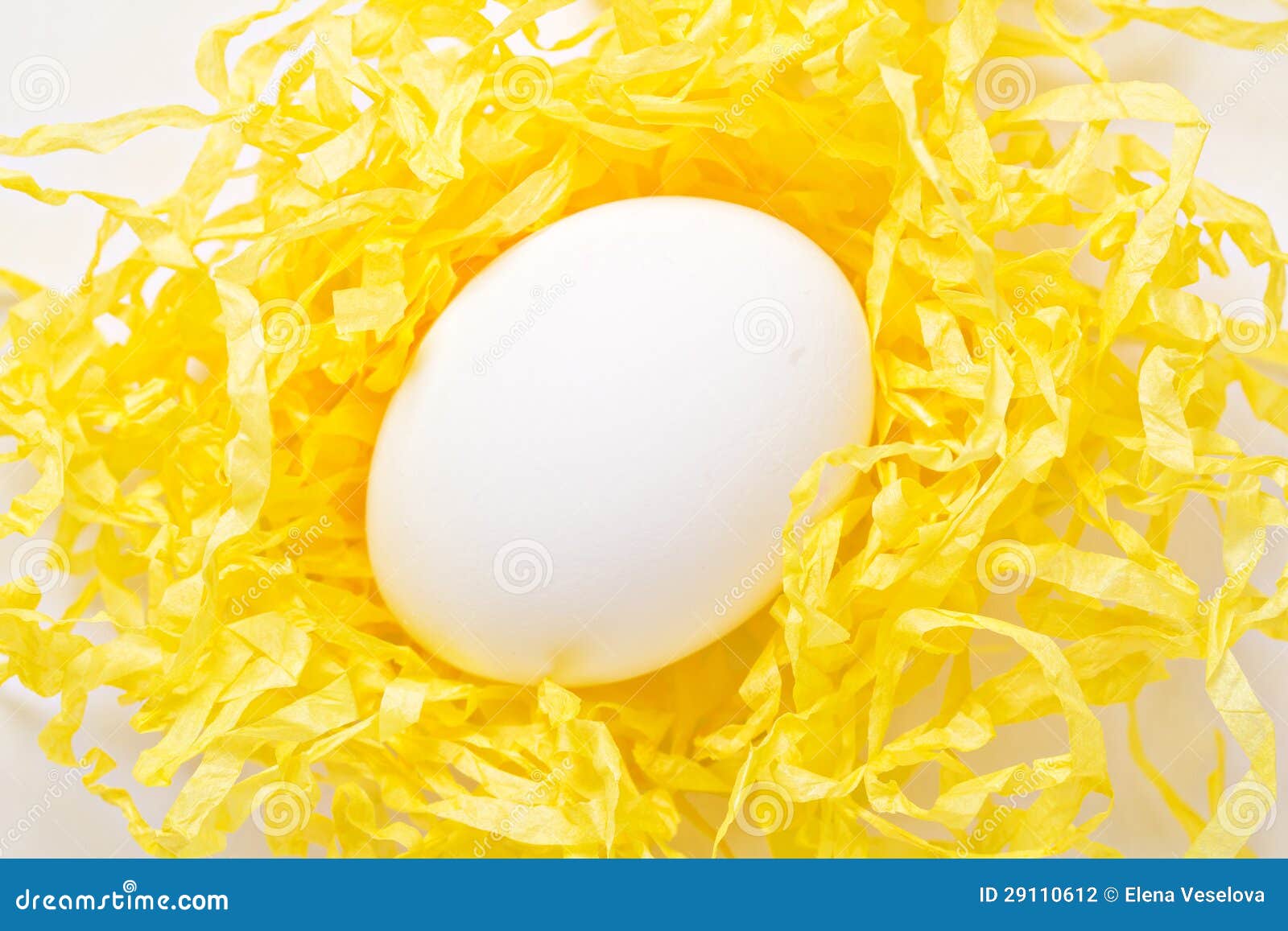 White Egg in a Decorative Nest Stock Photo Image of easter, yellow