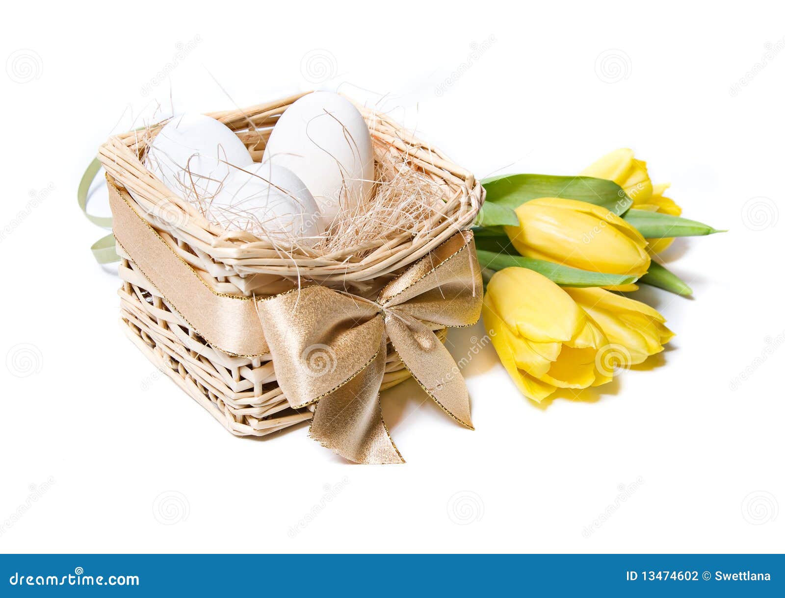 White eggs in a basket stock photo. Image of noboly, flower 13474602