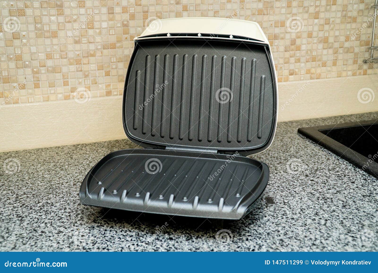 White Electric Grills on Gray Kitchen Table Stock Image Image of detail, clean 147511299