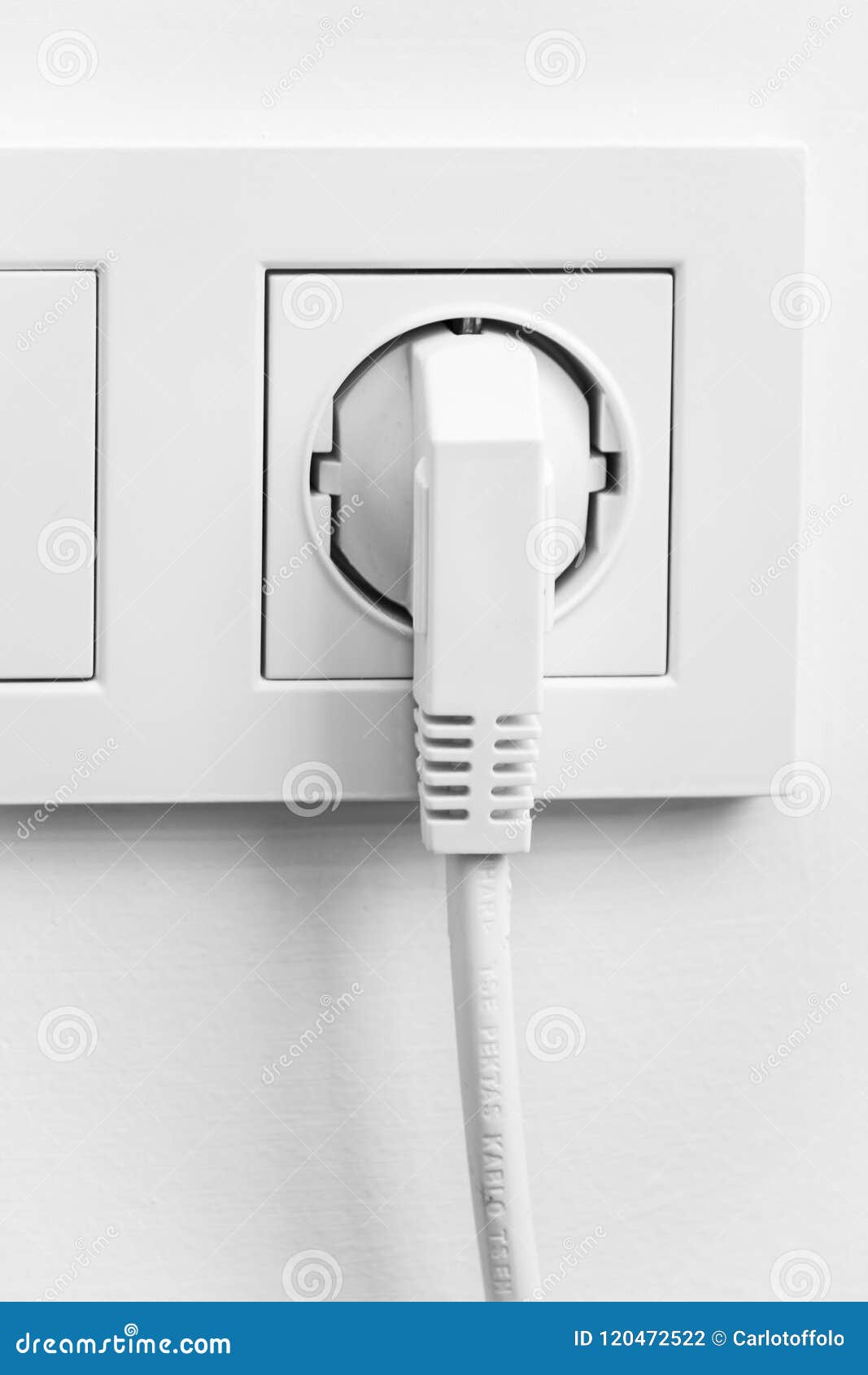 Electric plug at the wall stock photo. Image of inserted 120472522