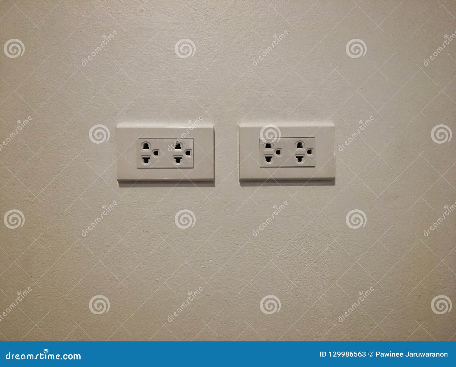White Electrical Outlet Two Sets Install on White Background. Stock Image Image of outlet
