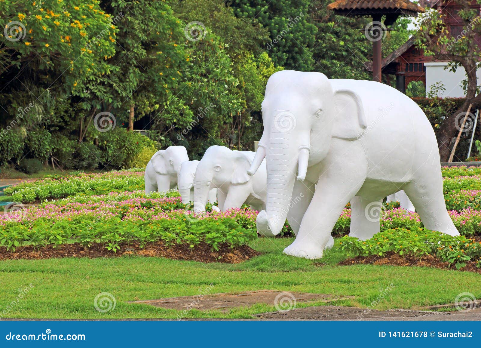 White Elephant Statue in the Green Garden Stock Photo Image of green