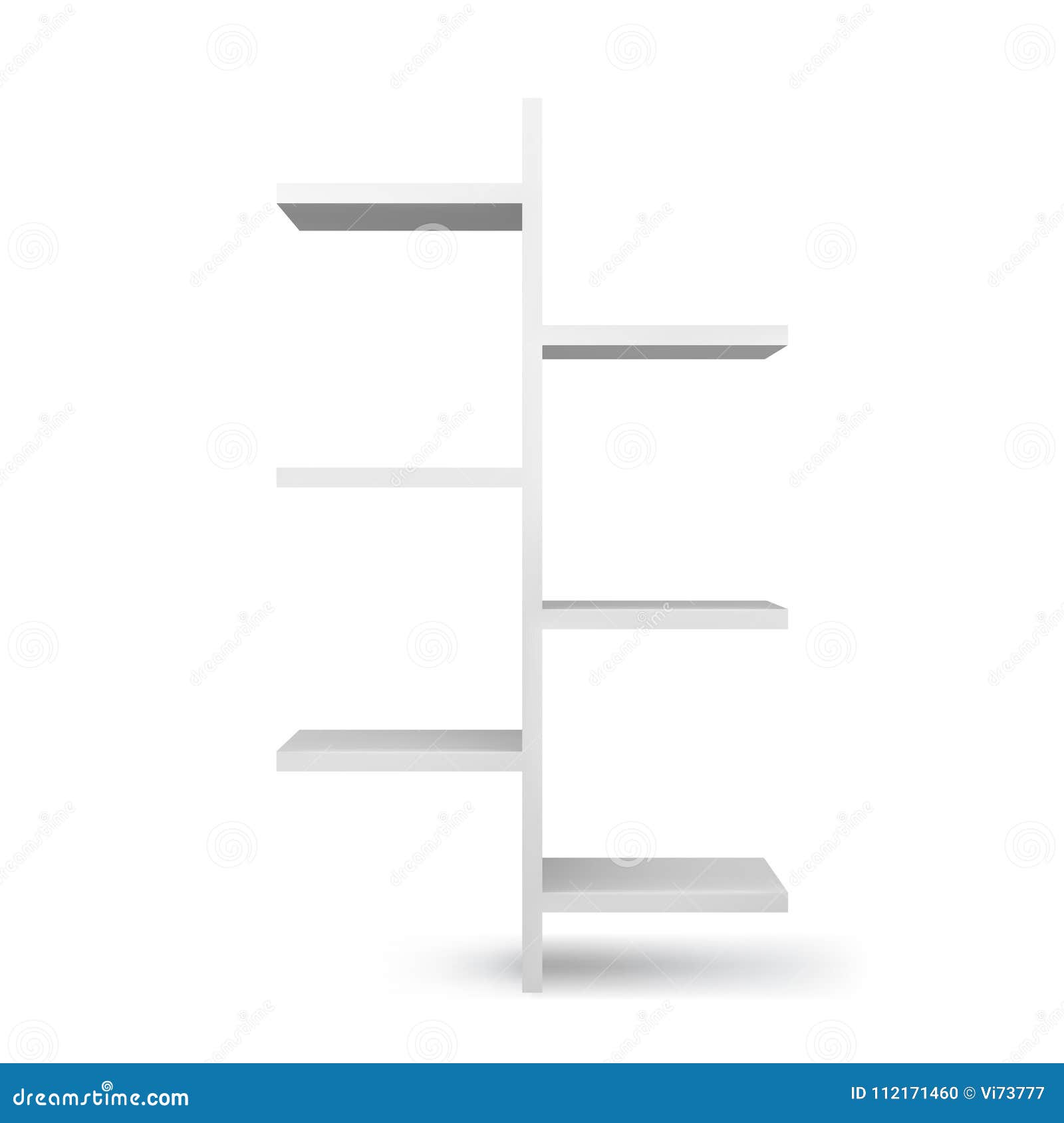 White Empty Bookshelf Template. Realistic Isolated Vector. Stock Vector White Empty Bookshelf Template. Realistic Isolated Vector. Stock Vector