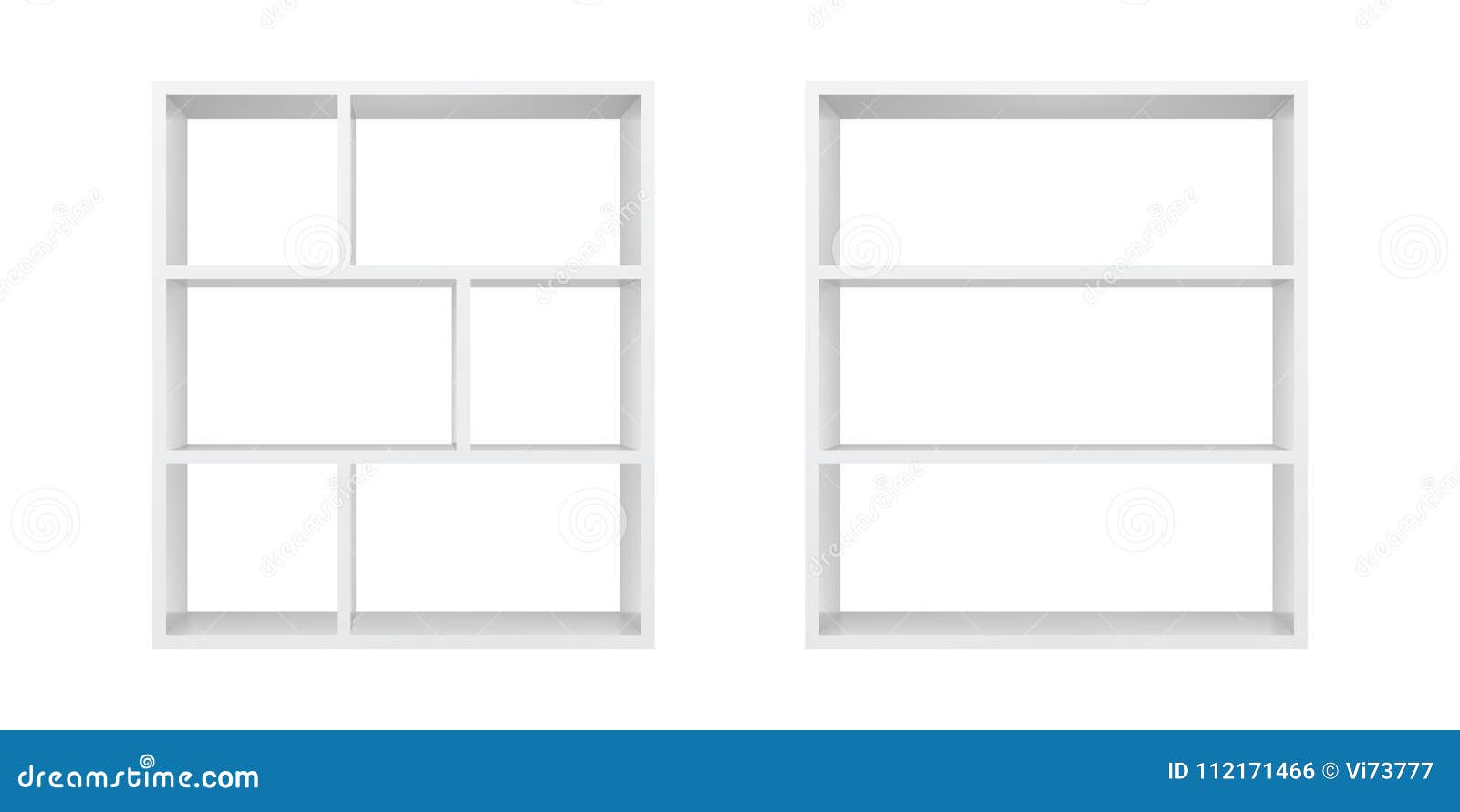 White Empty Bookshelf Template. Realistic Isolated Vector. Stock Vector White Empty Bookshelf Template. Realistic Isolated Vector. Stock Vector