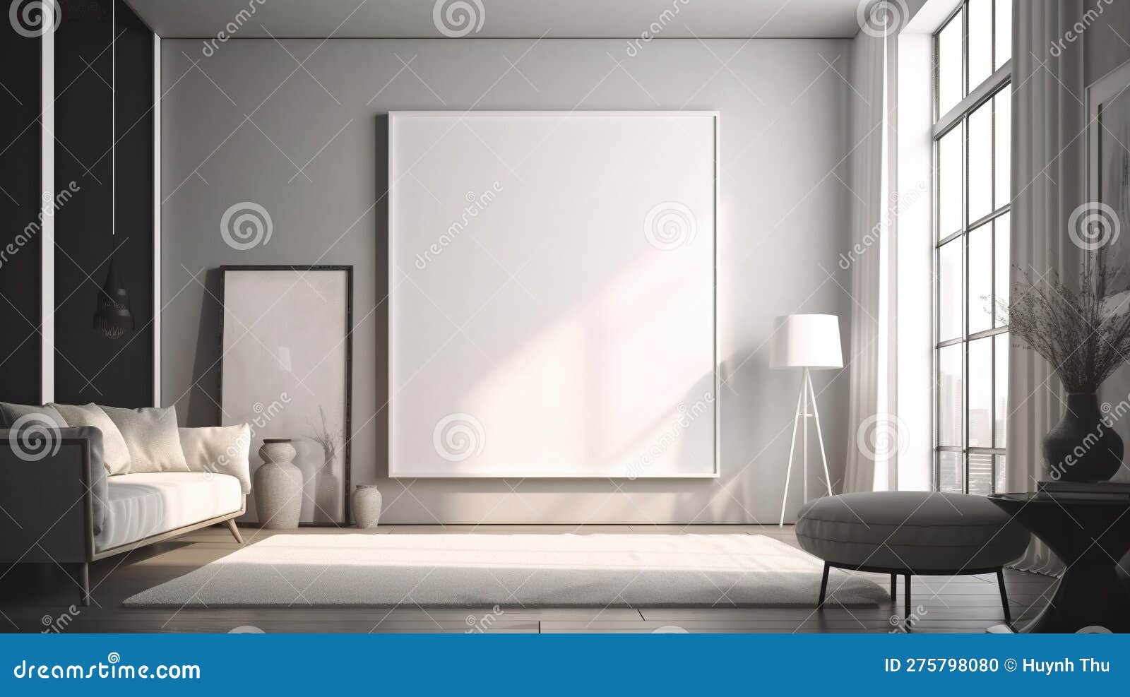 White Empty Poster on the Wall in the Home with Luxury Interior Design