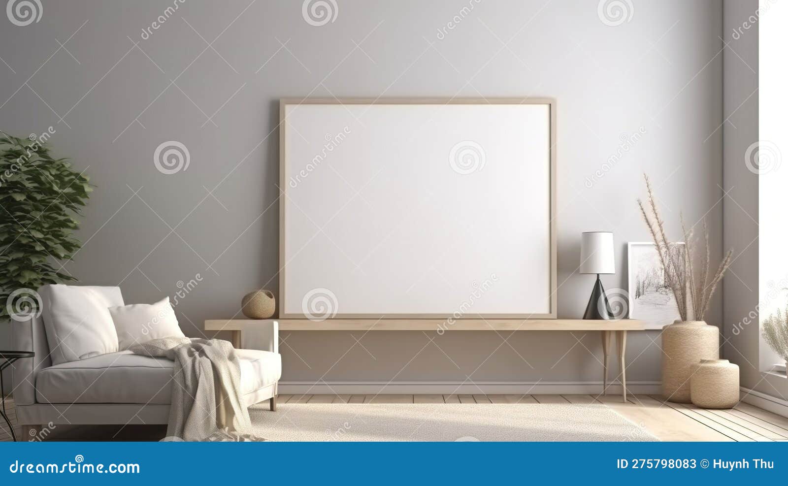White Empty Poster on the Wall in the Home with Luxury Interior Design