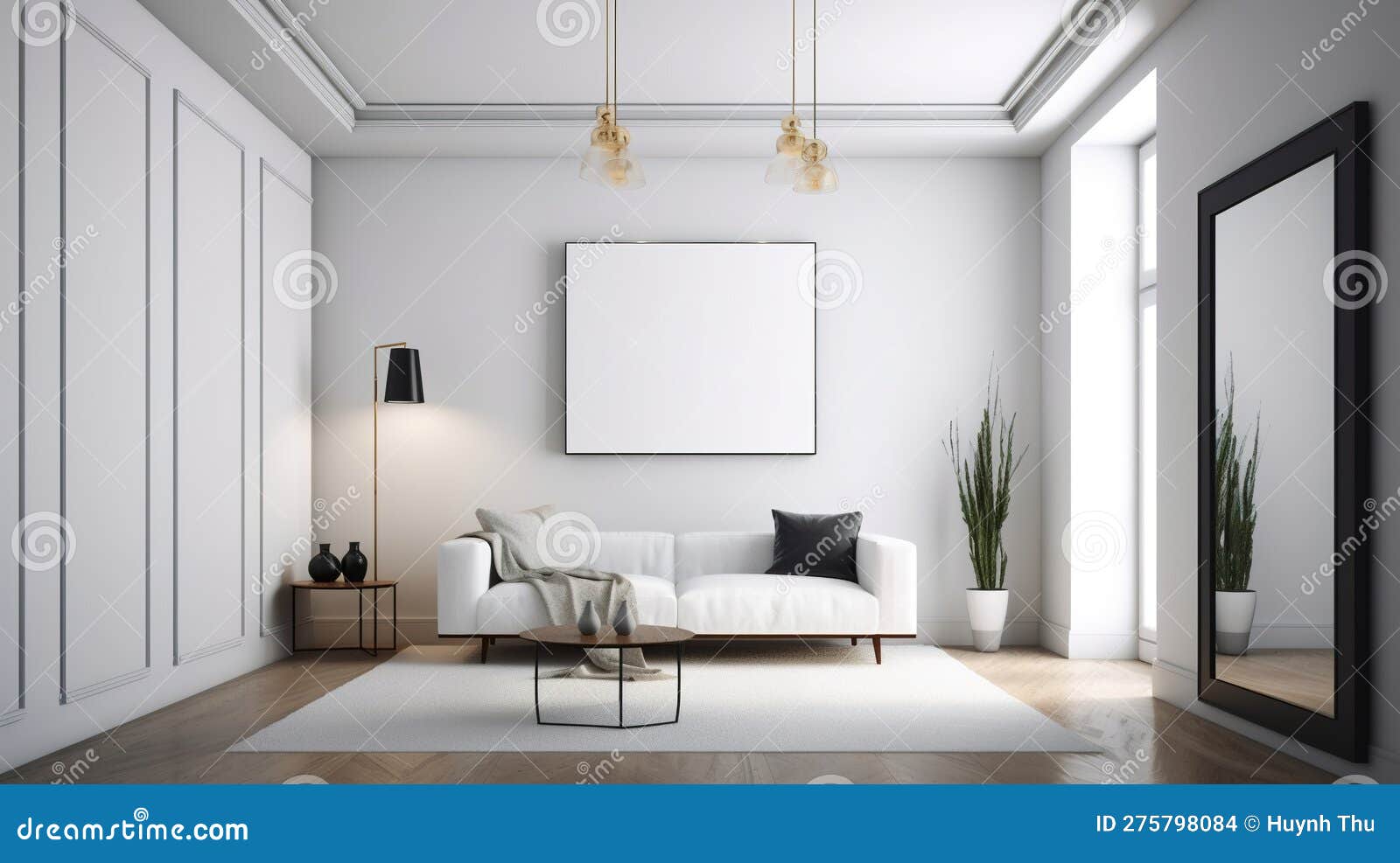 White Empty Poster on the Wall in the Home with Luxury Interior Design