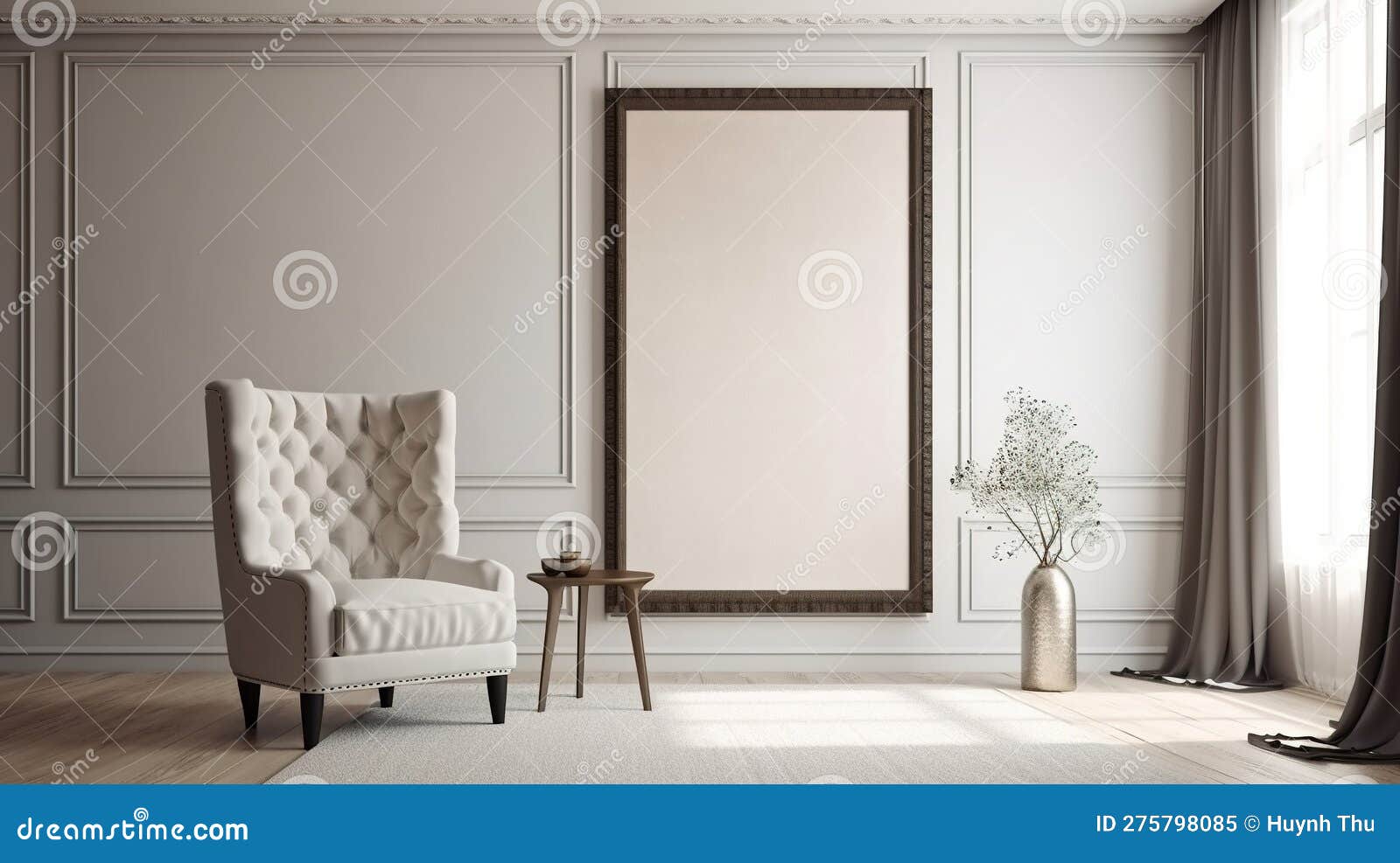 White Empty Poster on the Wall in the Home with Luxury Interior Design