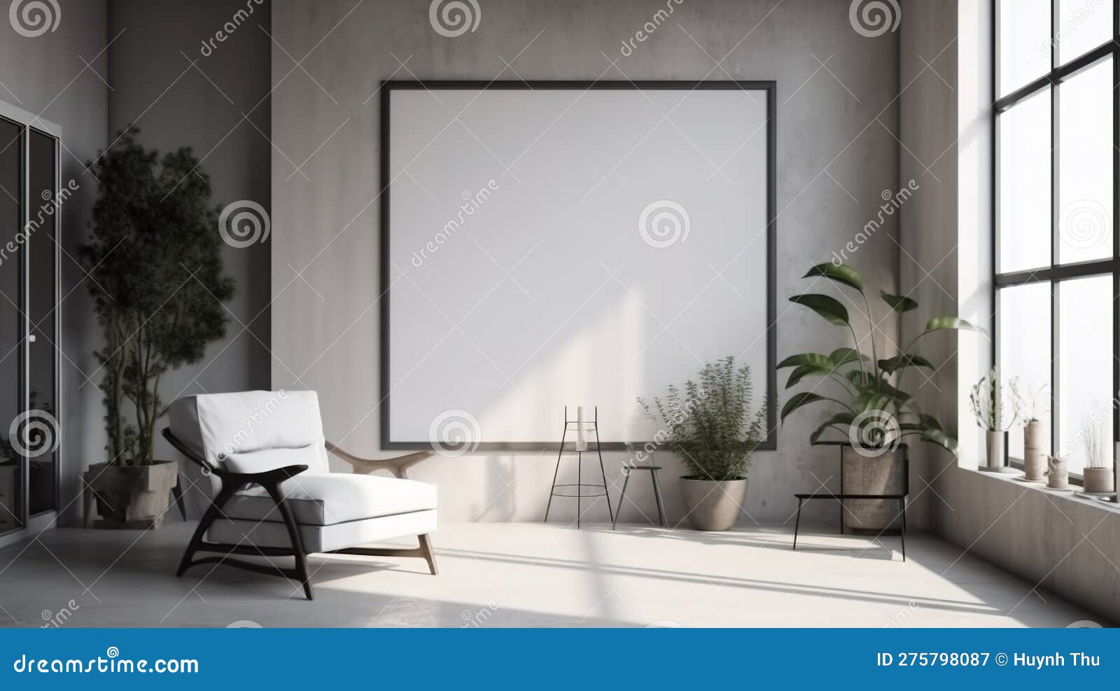 White Empty Poster on the Wall in the Home with Luxury Interior Design