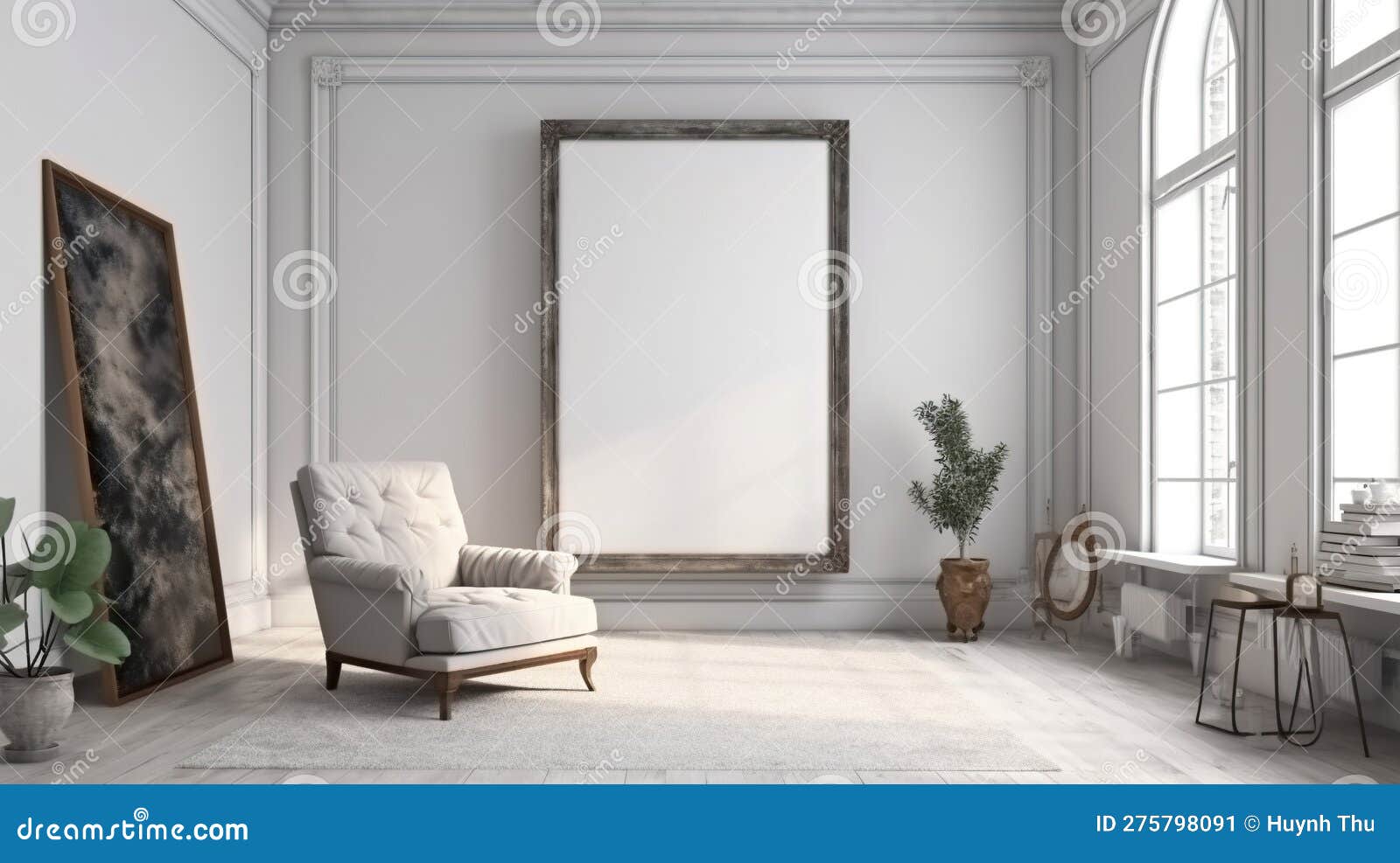 White Empty Poster on the Wall in the Home with Luxury Interior Design