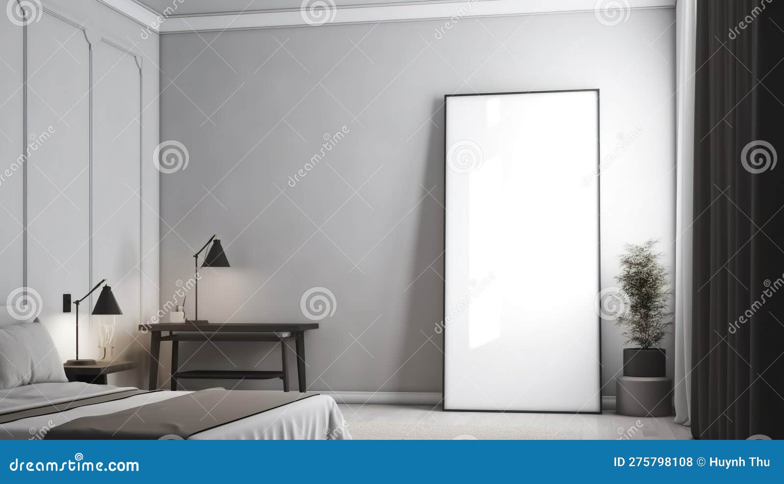 White Empty Poster on the Wall in the Home with Luxury Interior Design