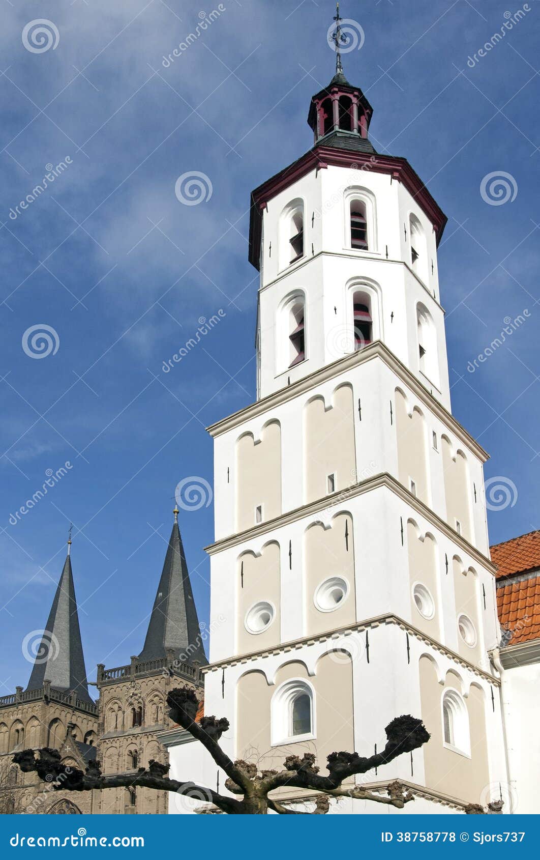 white evangelical church, xanten, germany