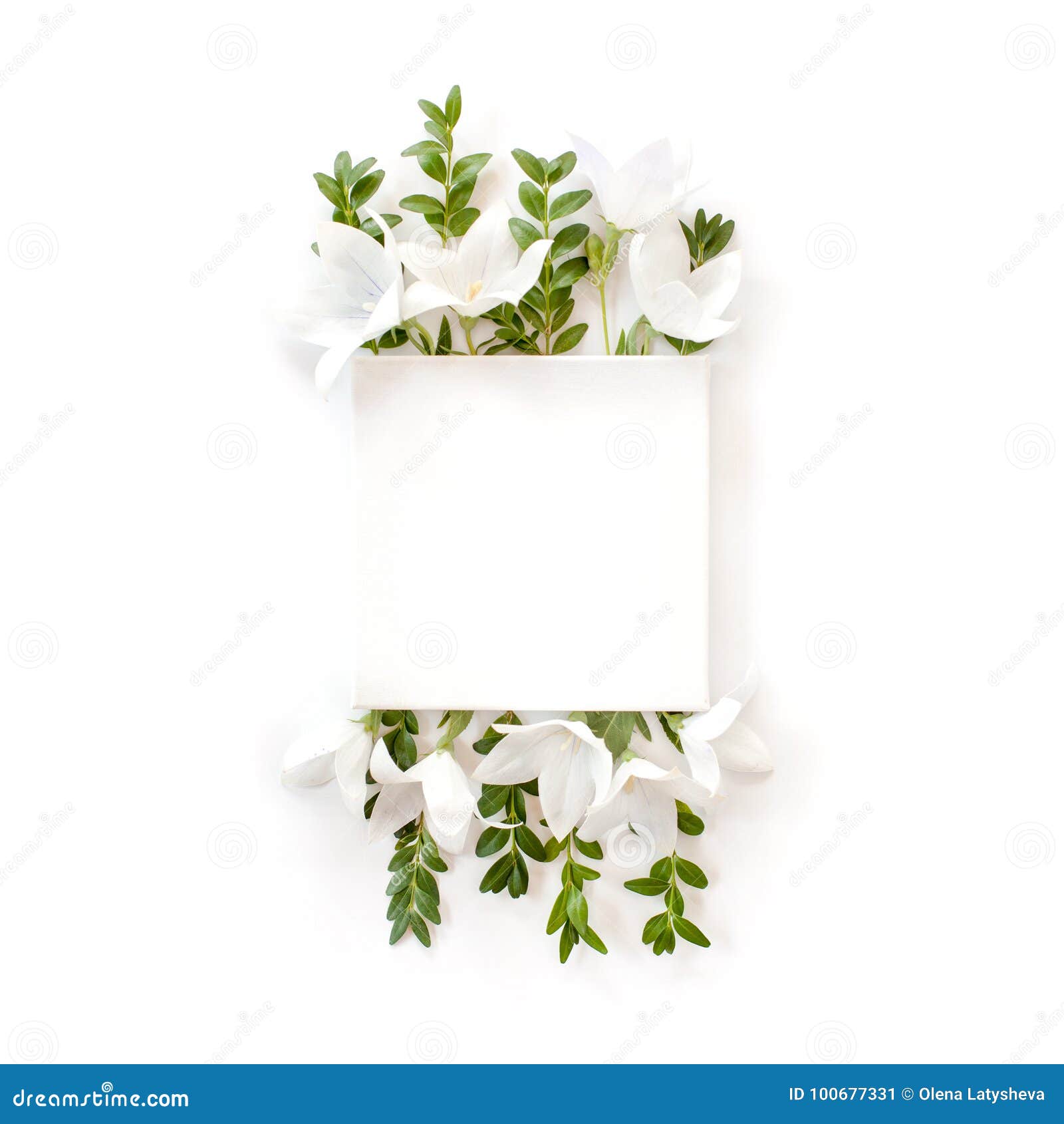 Download White Fabric Mock-up With Blooming Flowers And Leaves ...