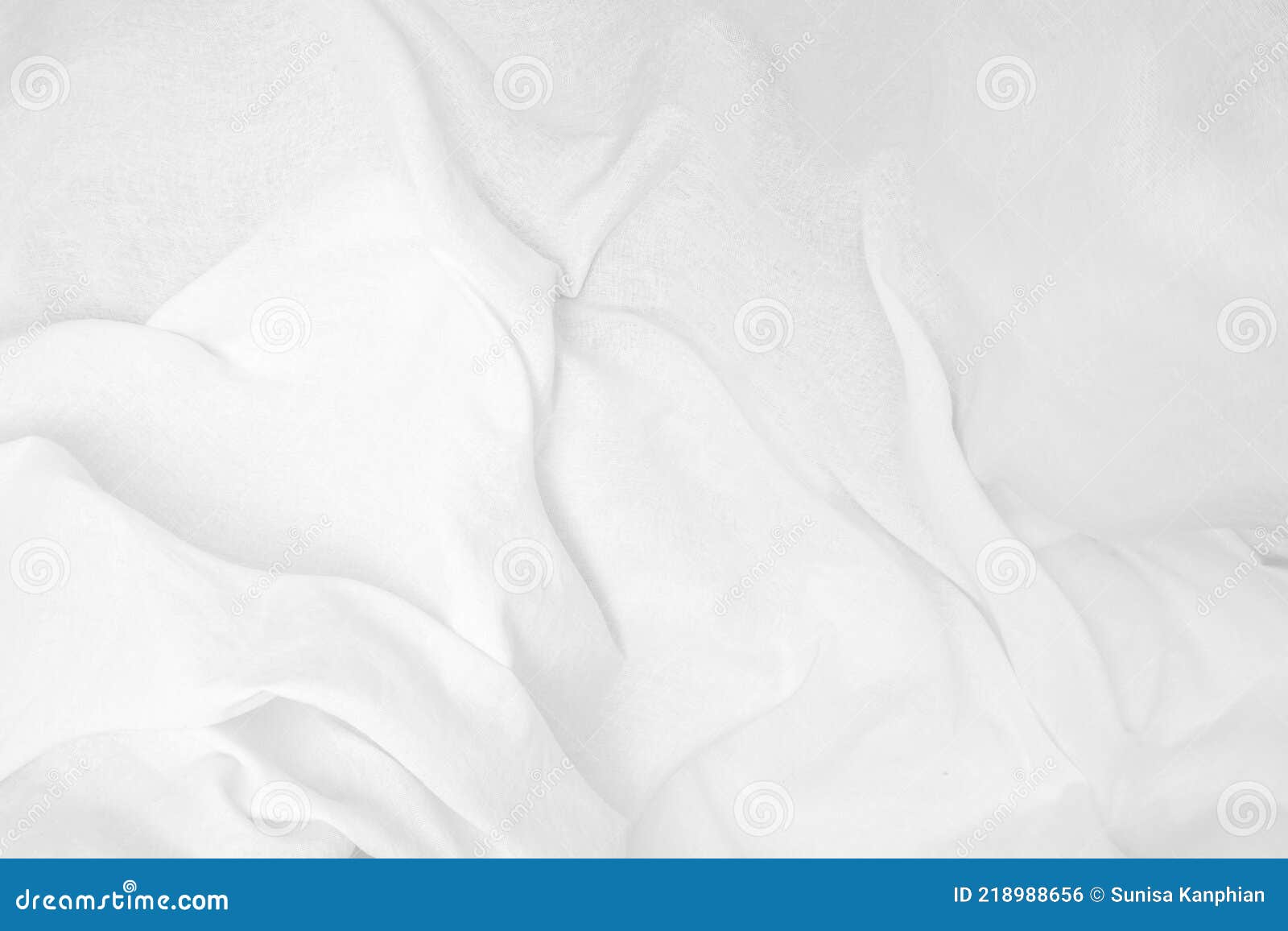White Fabric Texture for Background, Crumpled Blanket, Wrinkled Bedding