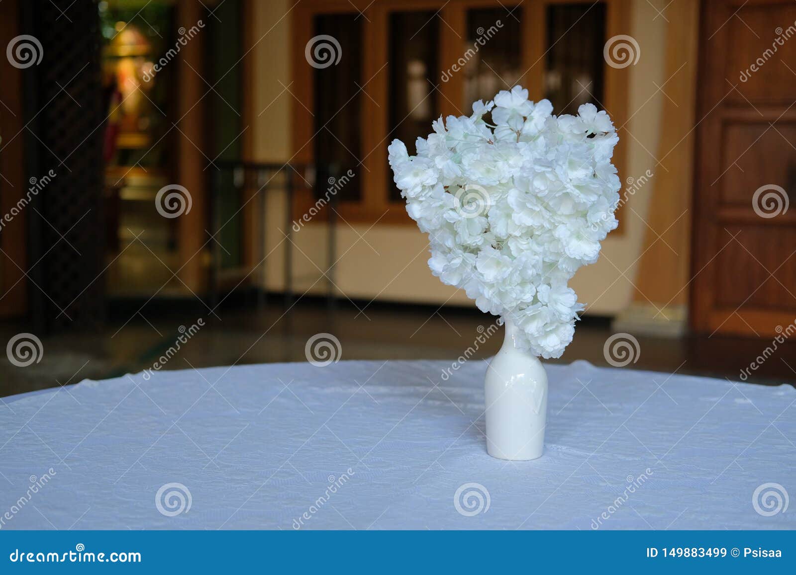 White Fake Flower in Vase Decorating on Table Stock Image Image of