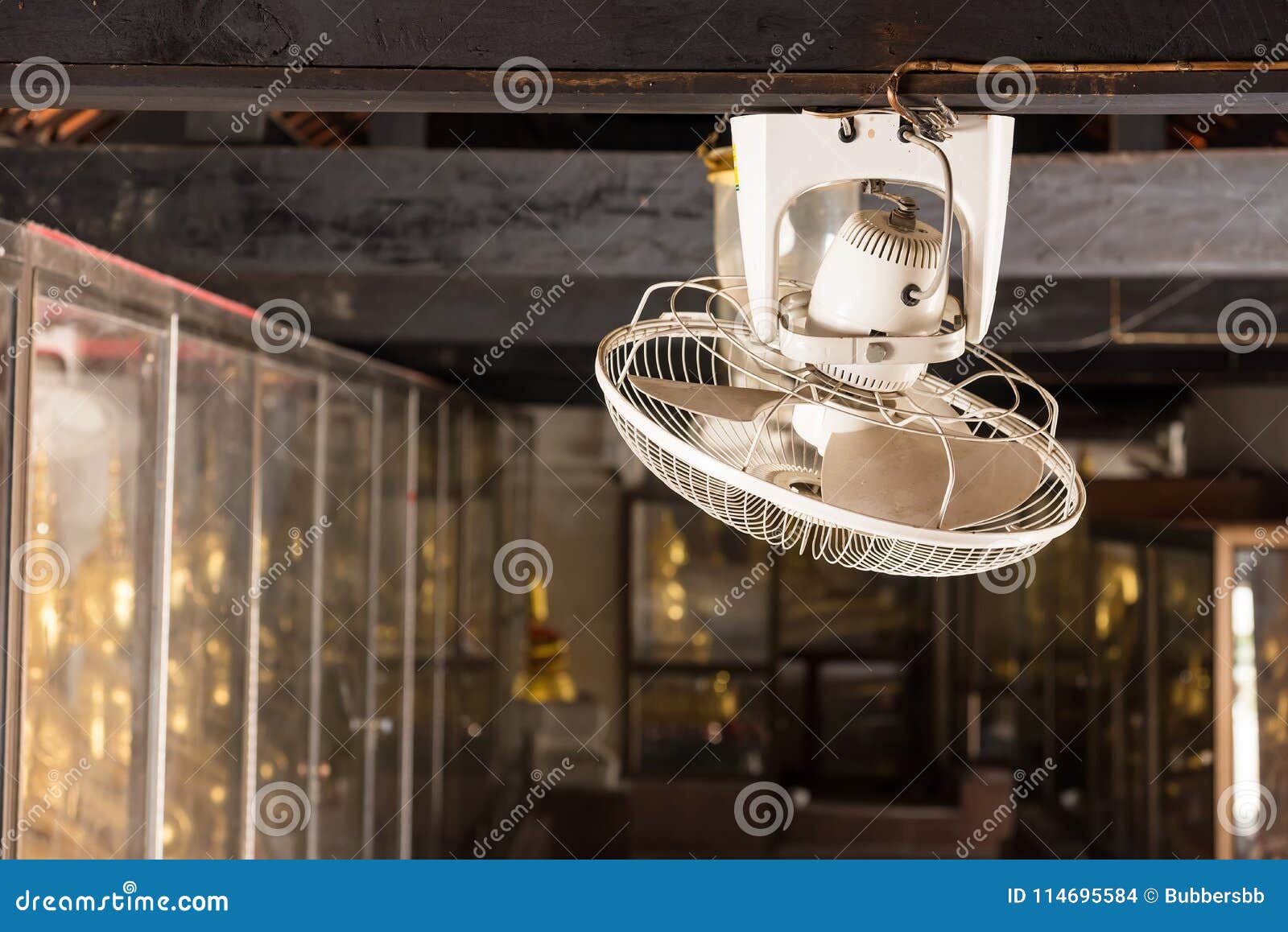 White Fan On Ceiling In Temple Thailand Stock Photo Image Of