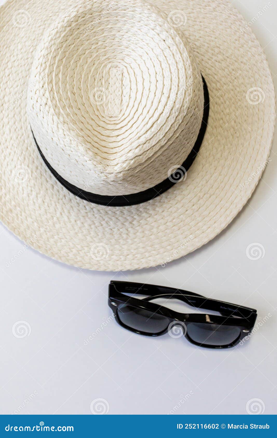 White Fedora Straw Hat and Sunglasses Stock Photo Image of summer